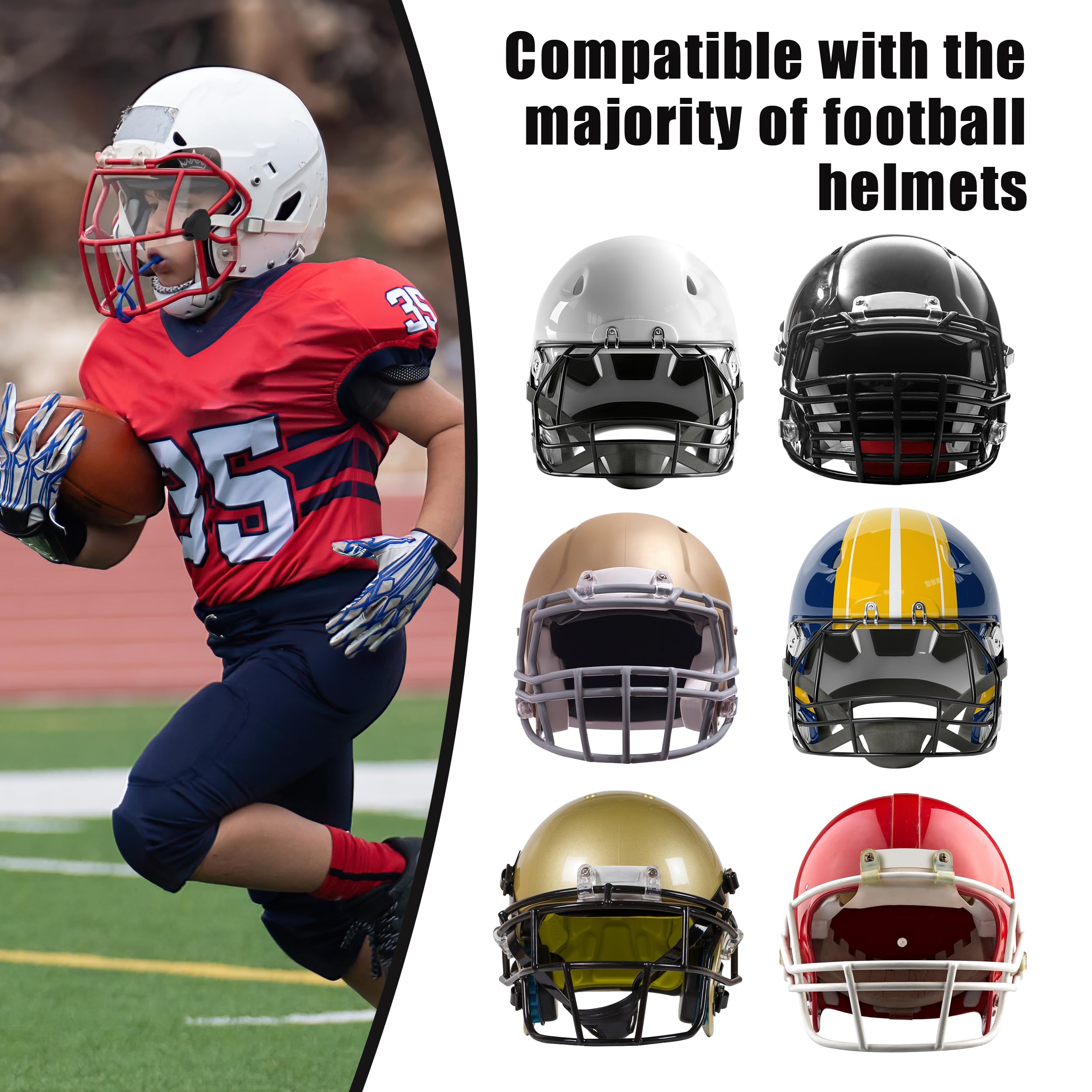 JONSTYN Football Visor with Anti-Fog Clear Shield, 15 Stickers & Storage Bag | Scratch-Resistant, Polycarbonate, Anti-Reflective, Durable & Easy to Install