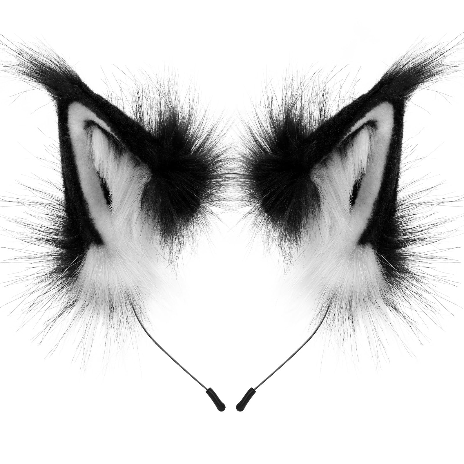 Yoisdtxc Handmade Fur Fox Ear Headwear Women Men Cosplay Costume Party Cute Head Accessories for Halloween (White, M)