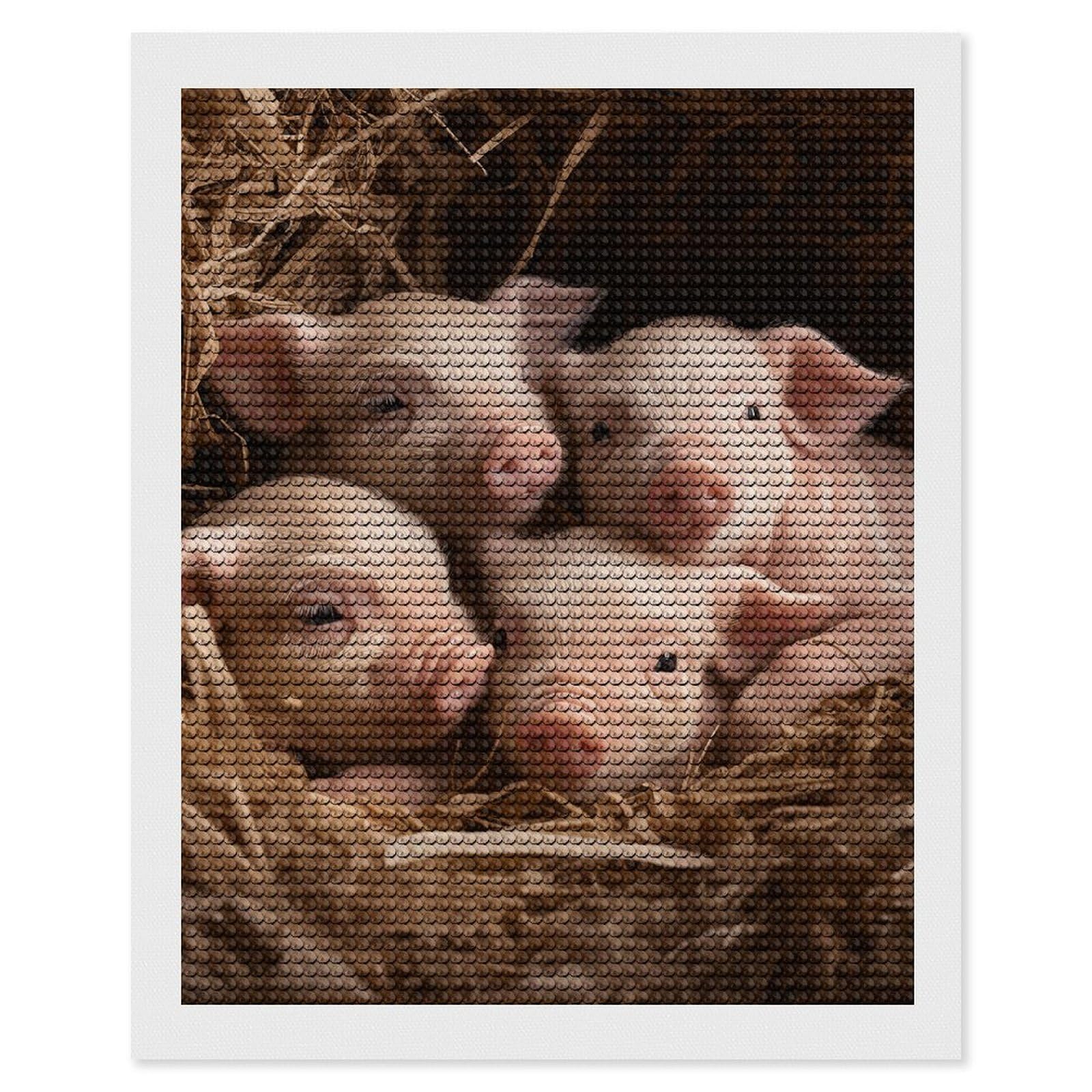 Peinture diamant de ferme 4 petits cochons pour reduire le stress - 8