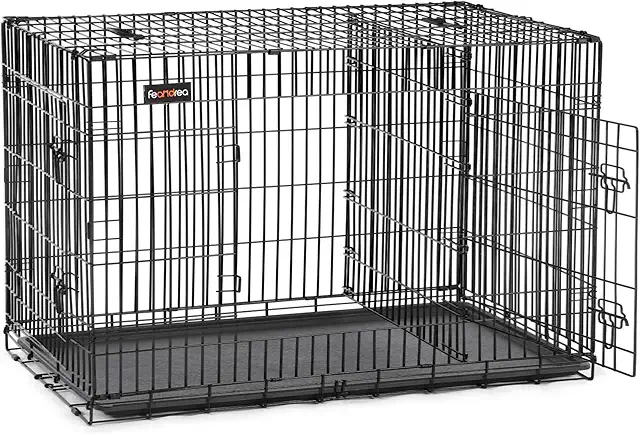 Cage pour chien Feandrea 2 portes 92,5x57,5x64 cm noir, spacieuse et pliable