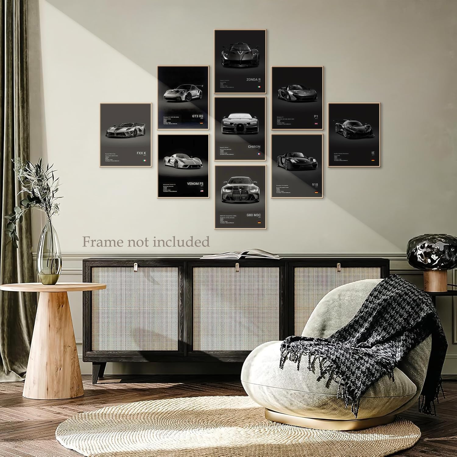 CSLGQGV Car Poster Vintage Racing Car Wall Art Supercar Canvas Prints Painting For Men Room Pictures Guys Dorm Room Aesthetics Decor Bedroom Office (Unframed,8×10inch,9pcs) black black 8" x 10" Poster