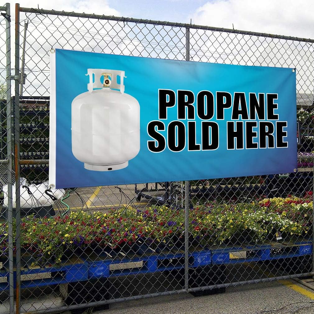 Vinyl Banner Multiple Sizes Propane Sold Here A Advertising Printing Business Outdoor Weatherproof Industrial Yard Signs 6 Grommets 36x72Inches