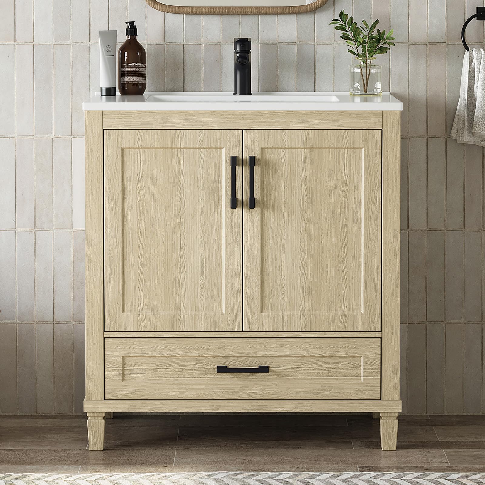 DELUXE LIVING 30 Inch Oak Vanity