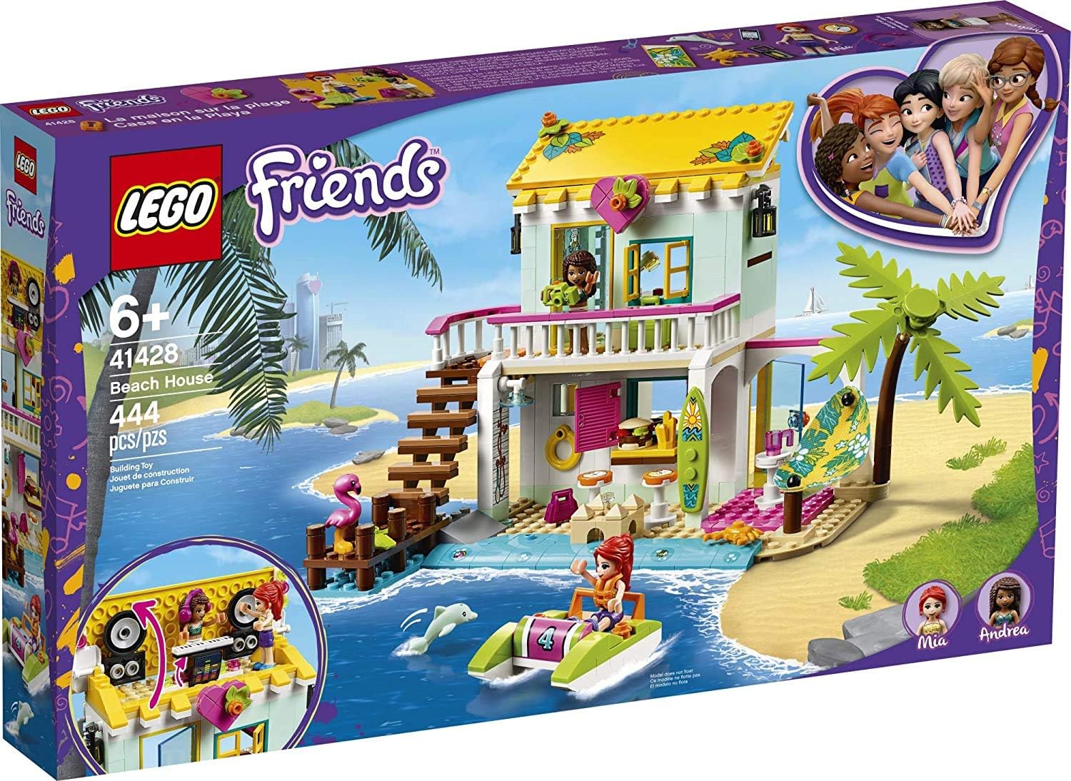 Friends Beach House 41428 Building Kit; Sparks Hours of Summer Adventure Play (444 Pieces)
