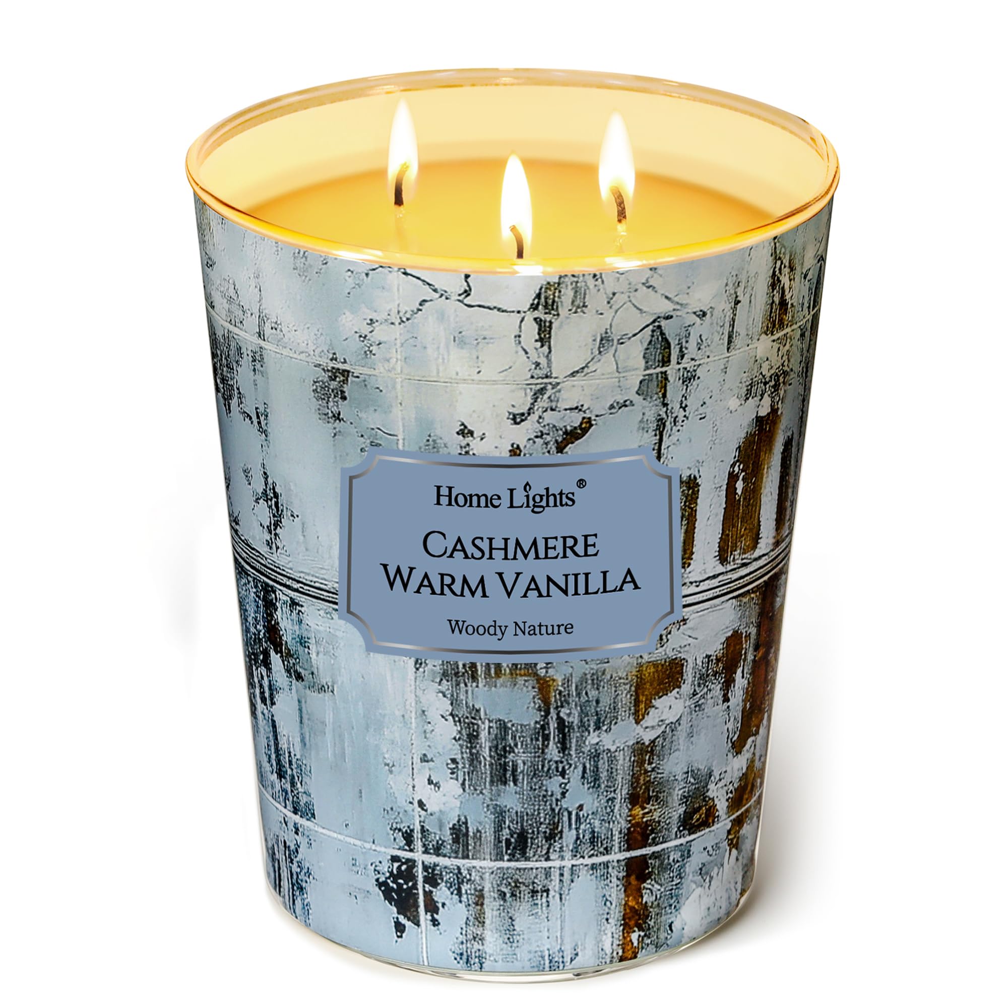Home Lights Scented Candles for Women &amp; Men, 34oz Candle Jars Aromatherapy 3-Wick Candle, Ideal for Industrial Chic Home Decor and Gifts, Cashmere Warm Vanilla