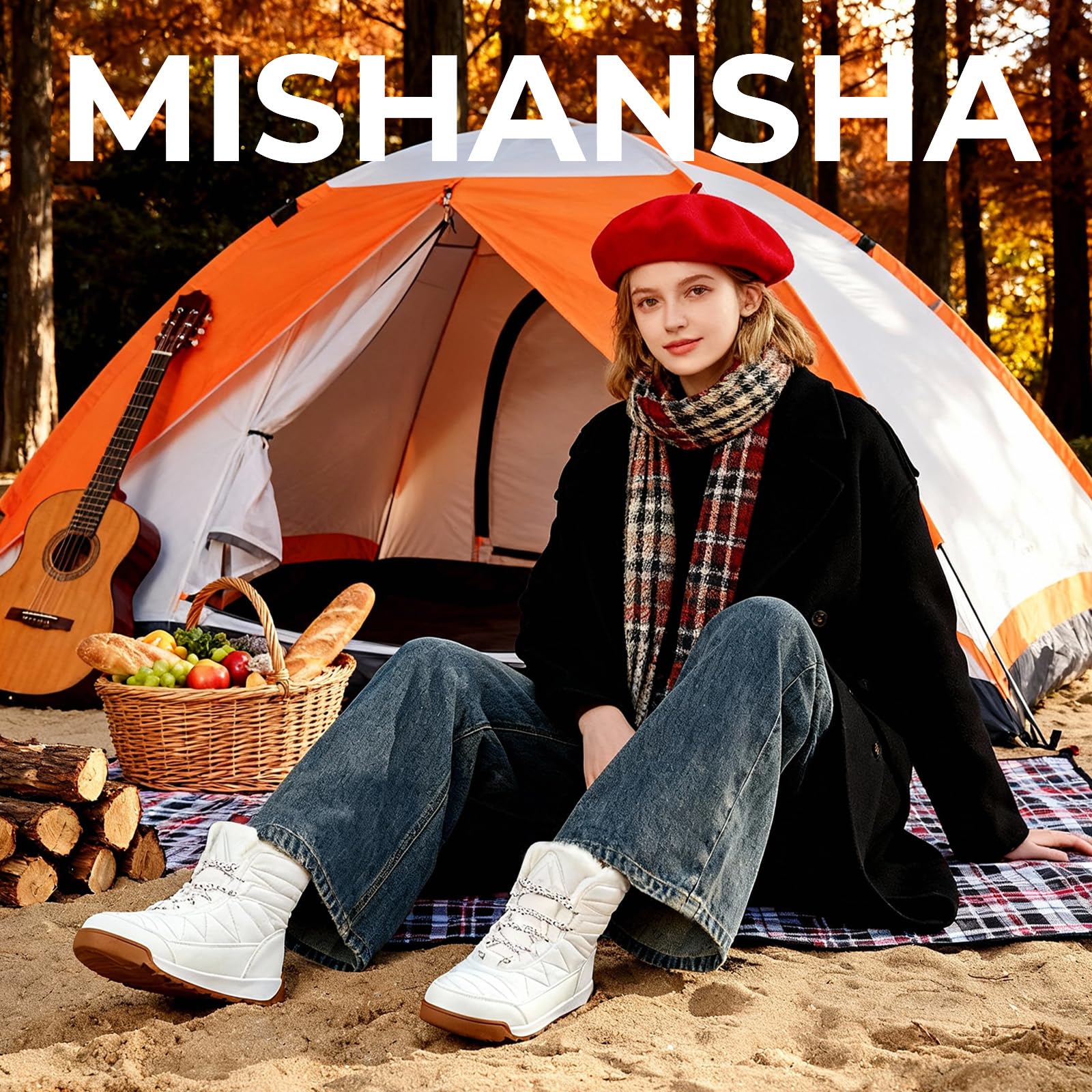 Mishansha Stivali Donna Invernali Scarpe Neve Stivaletti Pelliccia Fodera Caldo Antiscivolo Stivali da Neve Taglie 36-42