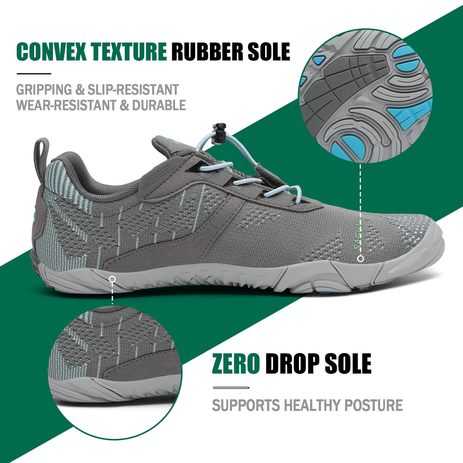 SAGUARO Barefoot Shoes Uomo Donna Scarpe Barefoot Minimaliste Scarpe a Piedi Nudi Antiscivolo Scarpe Trail Running Leggere Scarpe Dita,Gr.36-48 EU