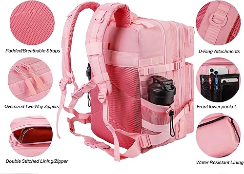 Miniatura 94 de LHI Military Tactical Backpack for Men Molle Daypack 45L Army 3 Days Assault Pack Bag Large Rucksack With Bottle Holder(12*20*12)