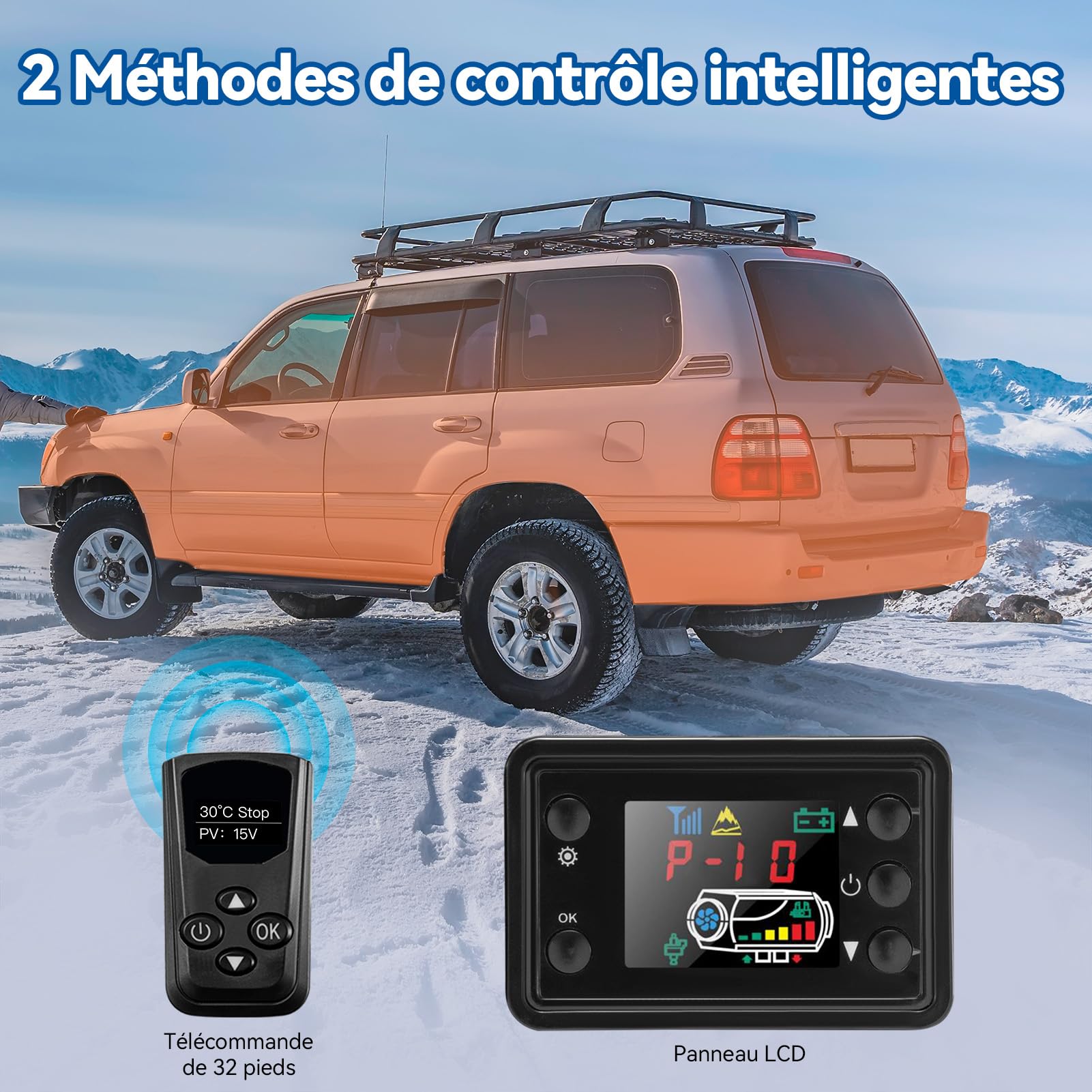 Redriver Standheizung Diesel 8KW, 12V/24V Lufterhitzer, Air Diesel Heizung mit Schalldämpfer, 0.1-0.25L/h, LCD Schalter u. Fernbedienung für Auto RV Boote LKW KFZ PKW Wohnmobil