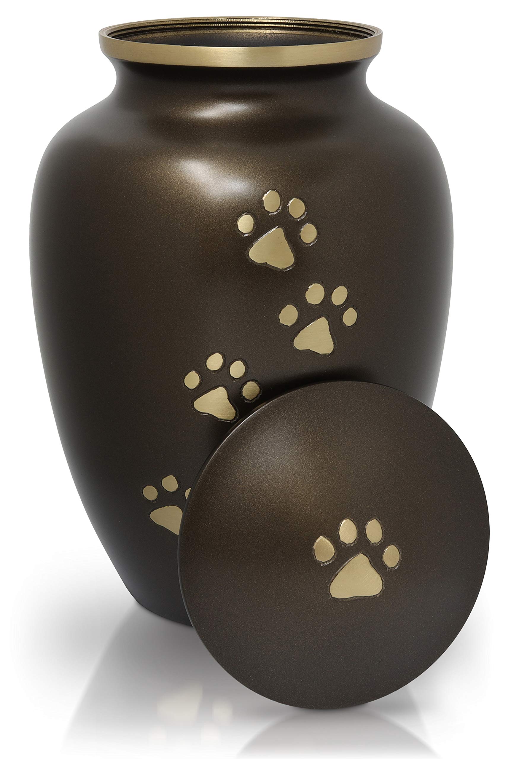 Royal Matter Paw Print Pet Cremation Urns for Dogs and Cats Ashes - Memorial Keepsake for Sympathy Gift Classic Brass Urn for Pet Ashes - 8.75? x 5.75?, Large, Rustic Bronze