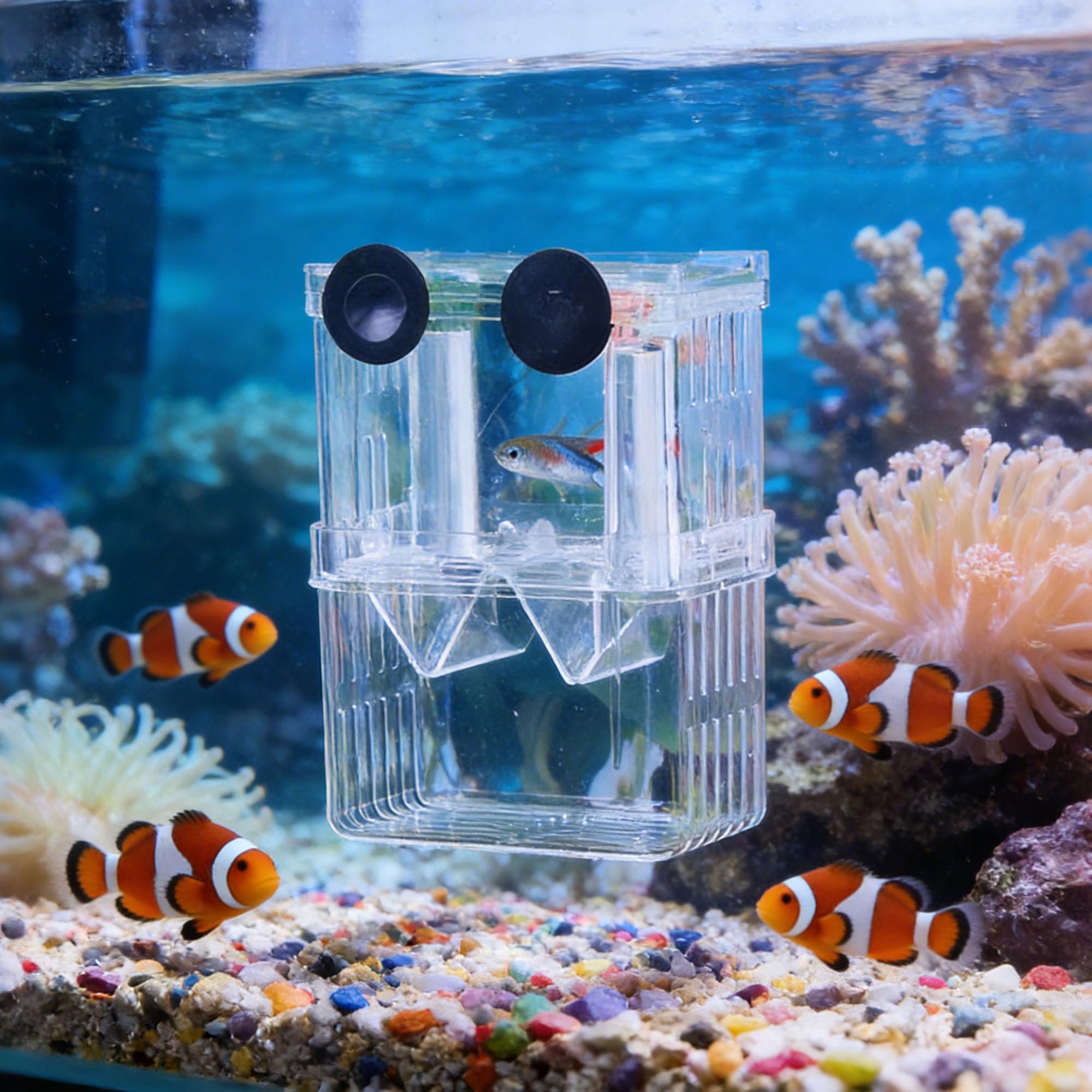 Contenitore Per Allevamento Pesci Per Acquario, Incubatore Galleggiante In Plastica, Serbatoio Di Pesce Allevamento Scatola, Con Ventose, Per Gamberetti, Pesci Pagliaccio,Aggressivi Feriti