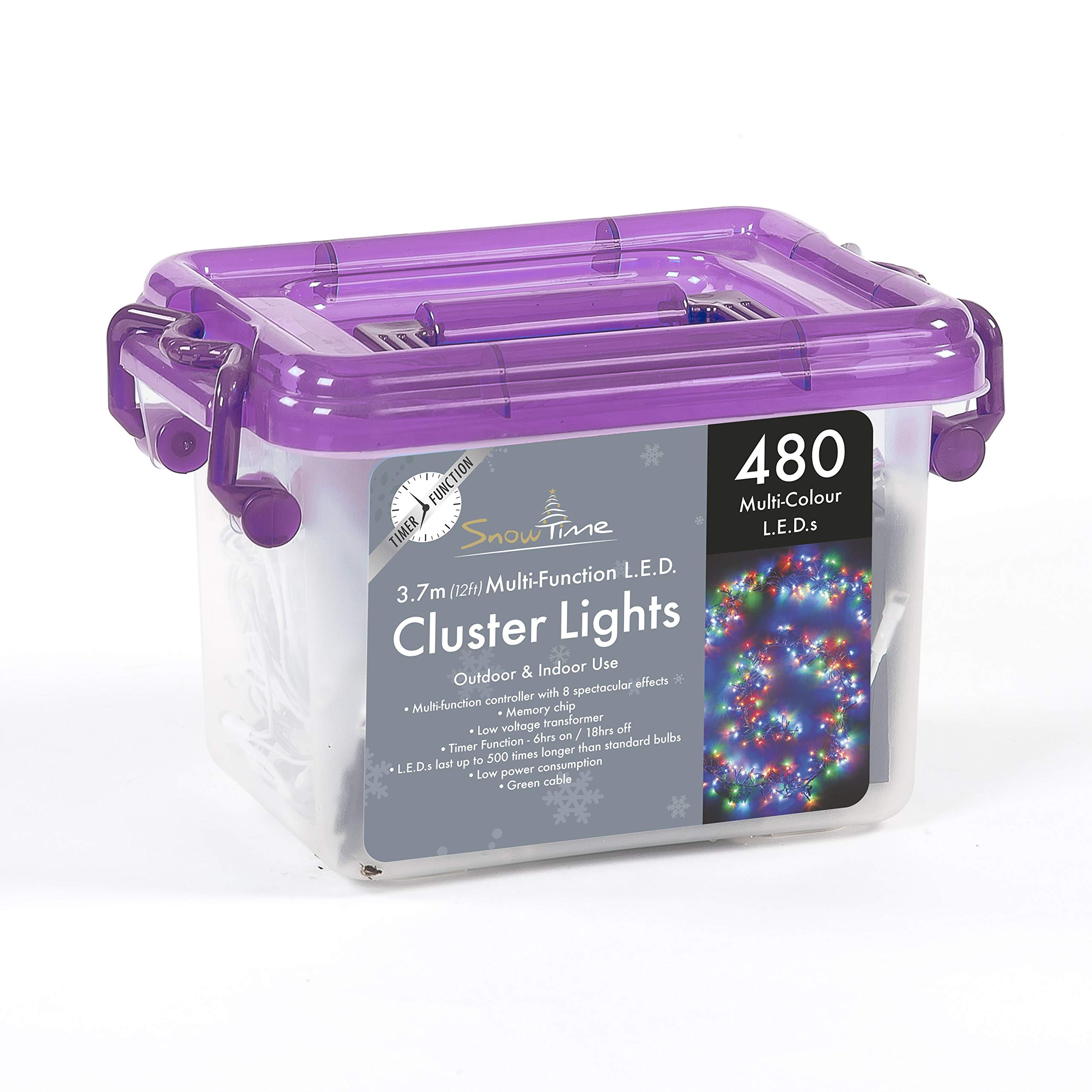 Snowtime 480 Multi Coloured LED Cluster Lights With Timer