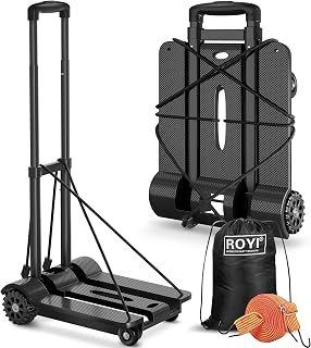 tomser Folding Hand Truck - 270 lbs Heavy Duty Dolly Cart for Moving Lightweight Utility Cart for Luggage Folding Cart with Wheels Collapsible Platform Cart for Travel Shopping Airport Office, Black