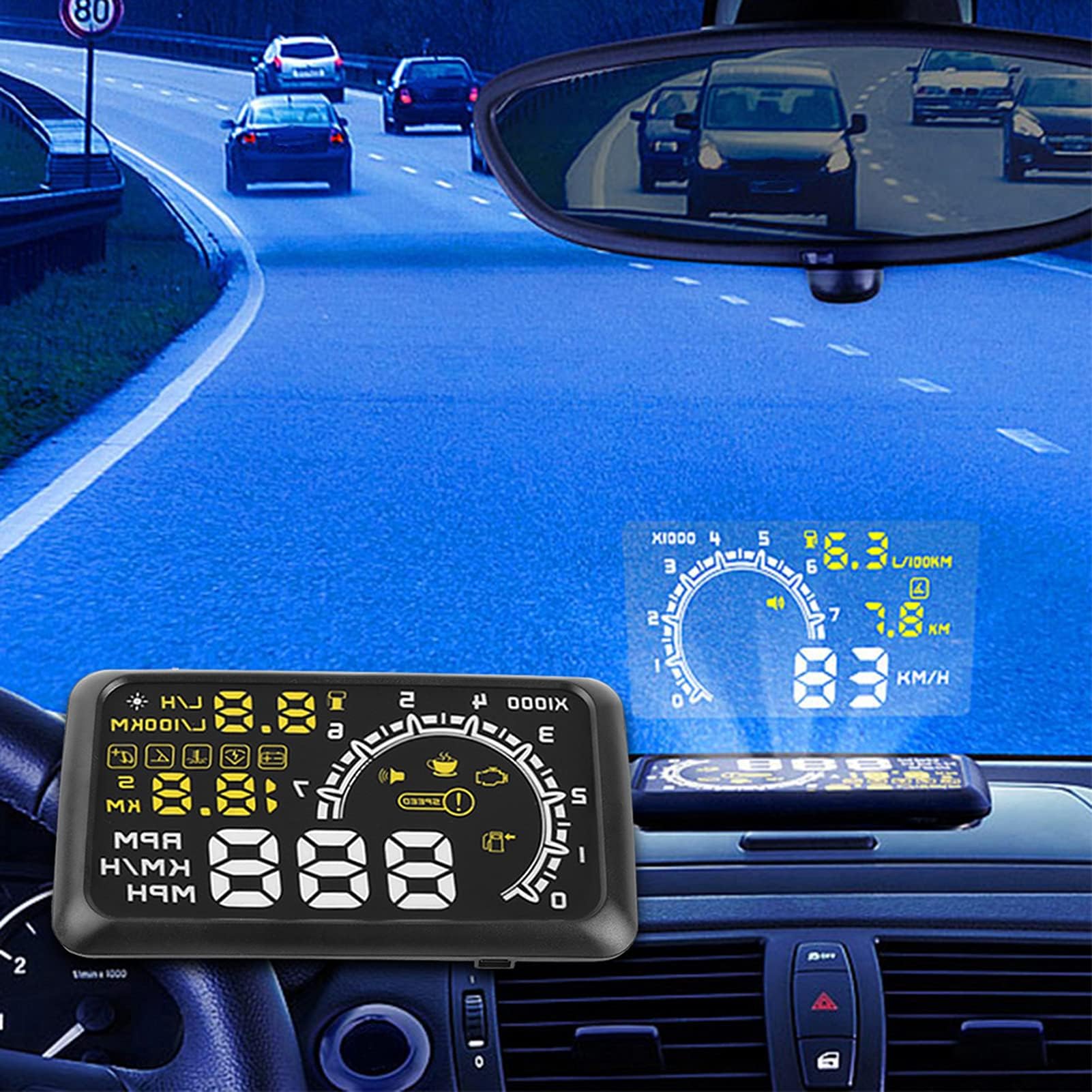 HUD OBDII Universal con Visualización de 5.5 '' El de Advertencia de la Sobrevelocidad para Coches y Camiones Electrónica Automotriz Pantalla del Vehículo