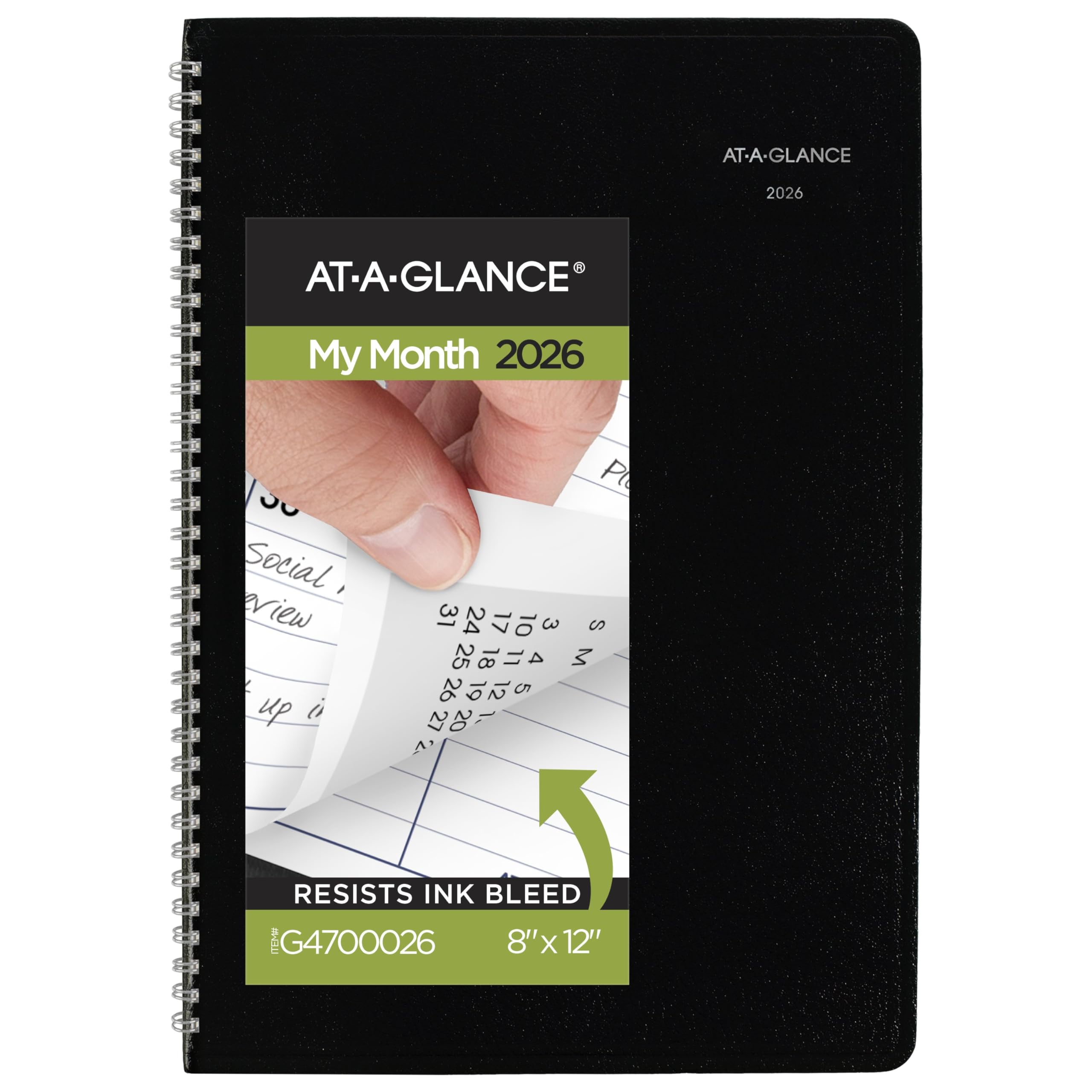 AT-A-GLANCE Agenda 2026, mensile, 20,3 x 30,5 cm, grande, DayMinder, nero (G4700026)