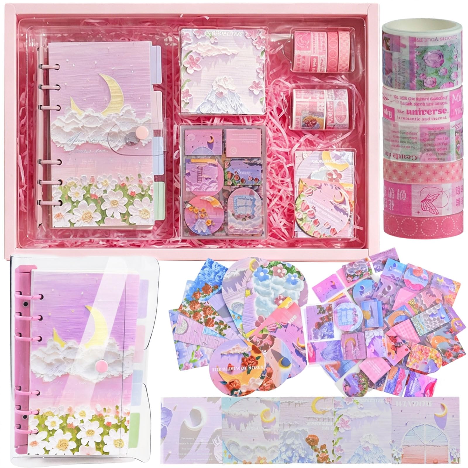 DIY Journal Kit for Girls - Gifts for Girls Ages 8 9 10 11 12 13 14 Year Old, Moon Shadow Flower Sea Arts and Crafts Stationery Set for Teen Girl Trendy Stuff, Scrapbook & Diary Set - Birthday Easter