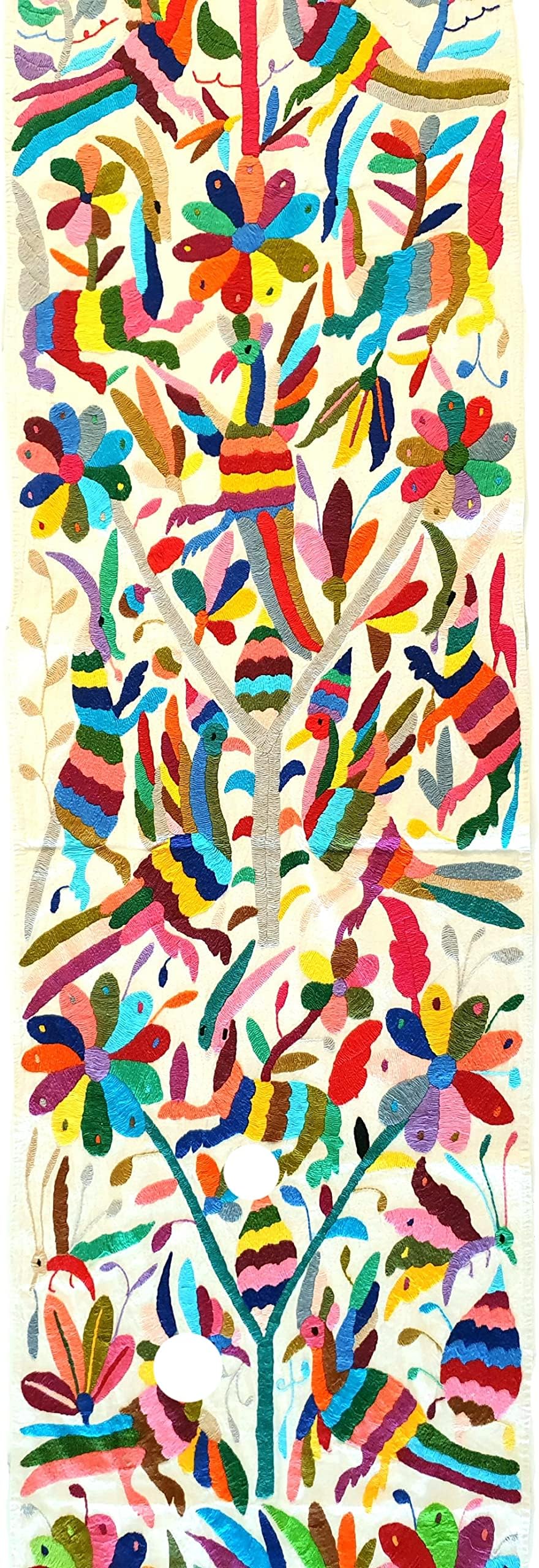 ALKIMIA INCMexican Handmade Bed or Table Runner Authentic Otomi Tenango Embroidery (Multicolor)