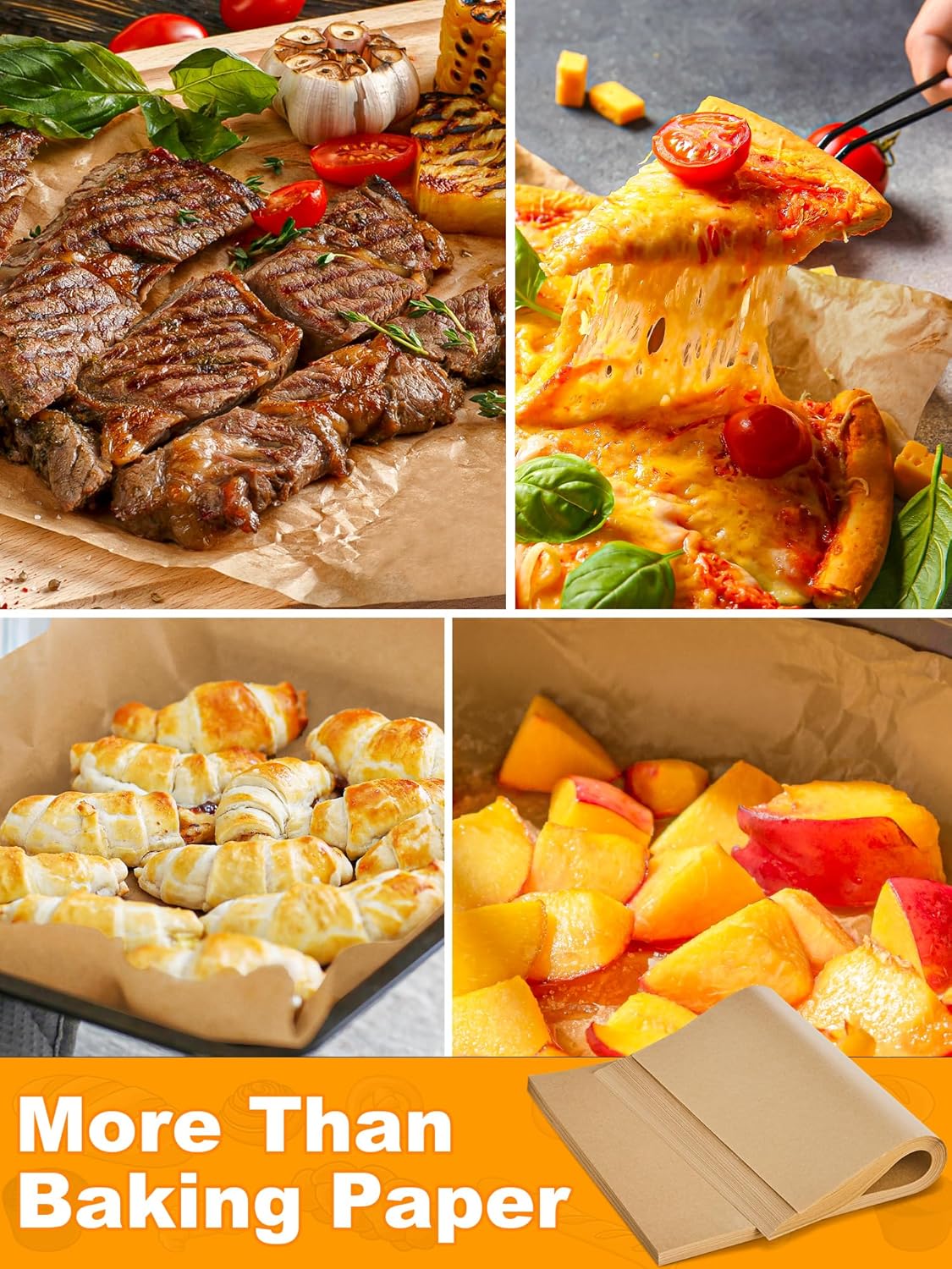 SMARTAKE 200 Pcs Parchment Paper Baking Sheets, 13x18 Inches Non-Stick Precut Baking Parchment, for Baking Grilling Steaming Bread Cup Cake Cookie and More (Unbleached) - Image 7