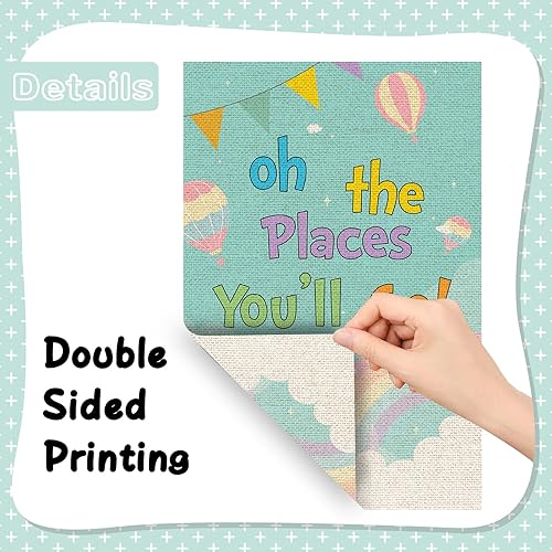 Miniatura 3 de INNORU Oh The Places You'll Go - Bandera de jardín, fiesta de graduación de jardín de infantes, letrero de patio para baby shower, tema de viaje,