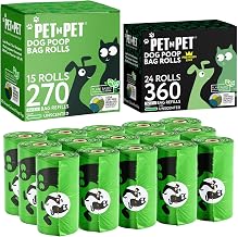 Pet N Pet 360 Counts, Unscented Dog Poop Bags Rolls, 38% Plant Based & 62% PE + 270 Counts Dog Poop Bags Rolls, Unscented Dog Bags