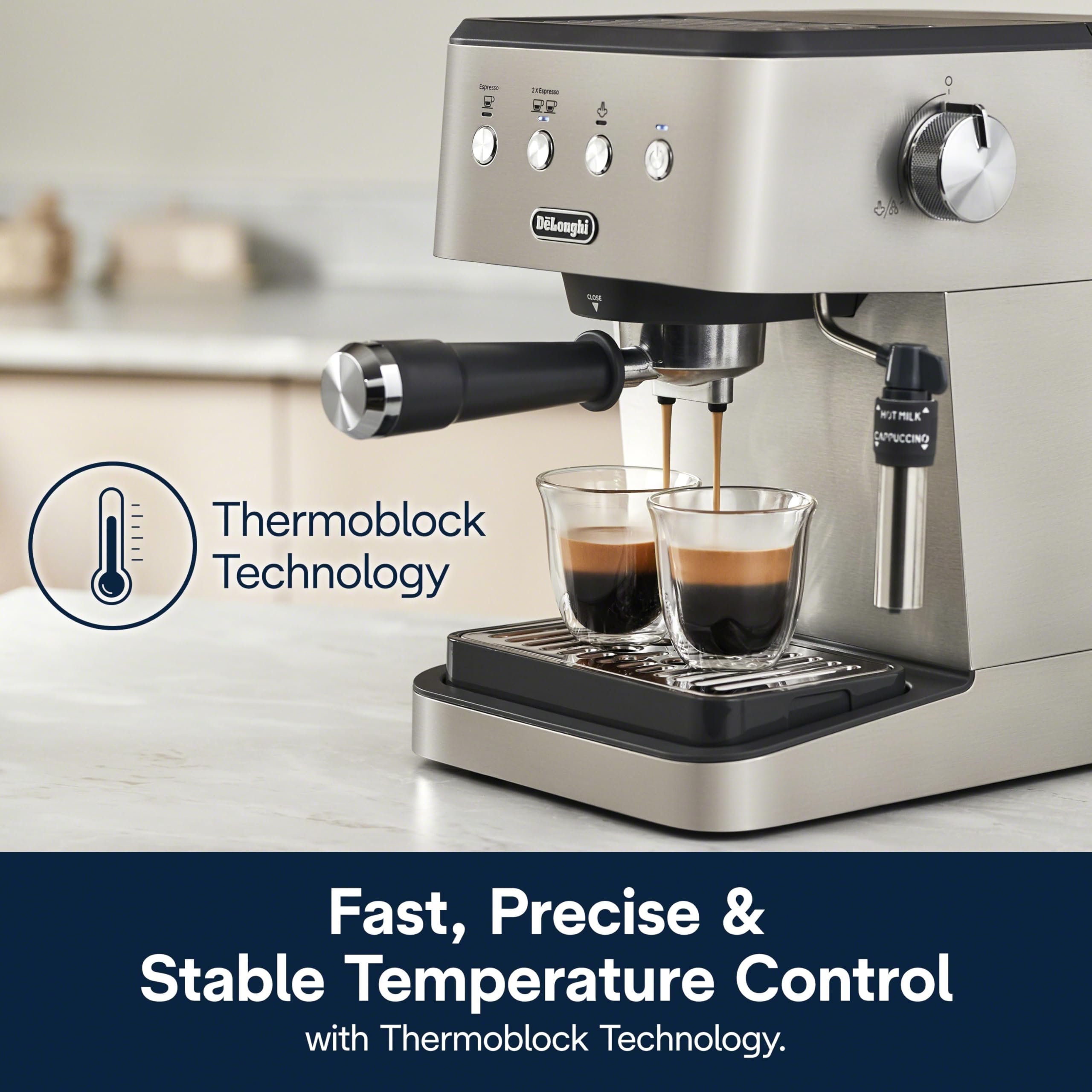 De'Longhi Classic Espresso Machine, Milk Frother, Stainless Steel view 3