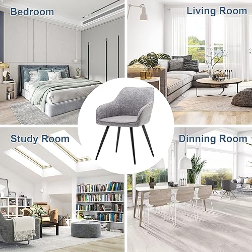 Miniatura 8 de annjoe Silla decorativa de gamuza sintética, sillas de sala de estar, silla de ocio, silla tapizada con patas de metal, juego de 2 para el hogar,