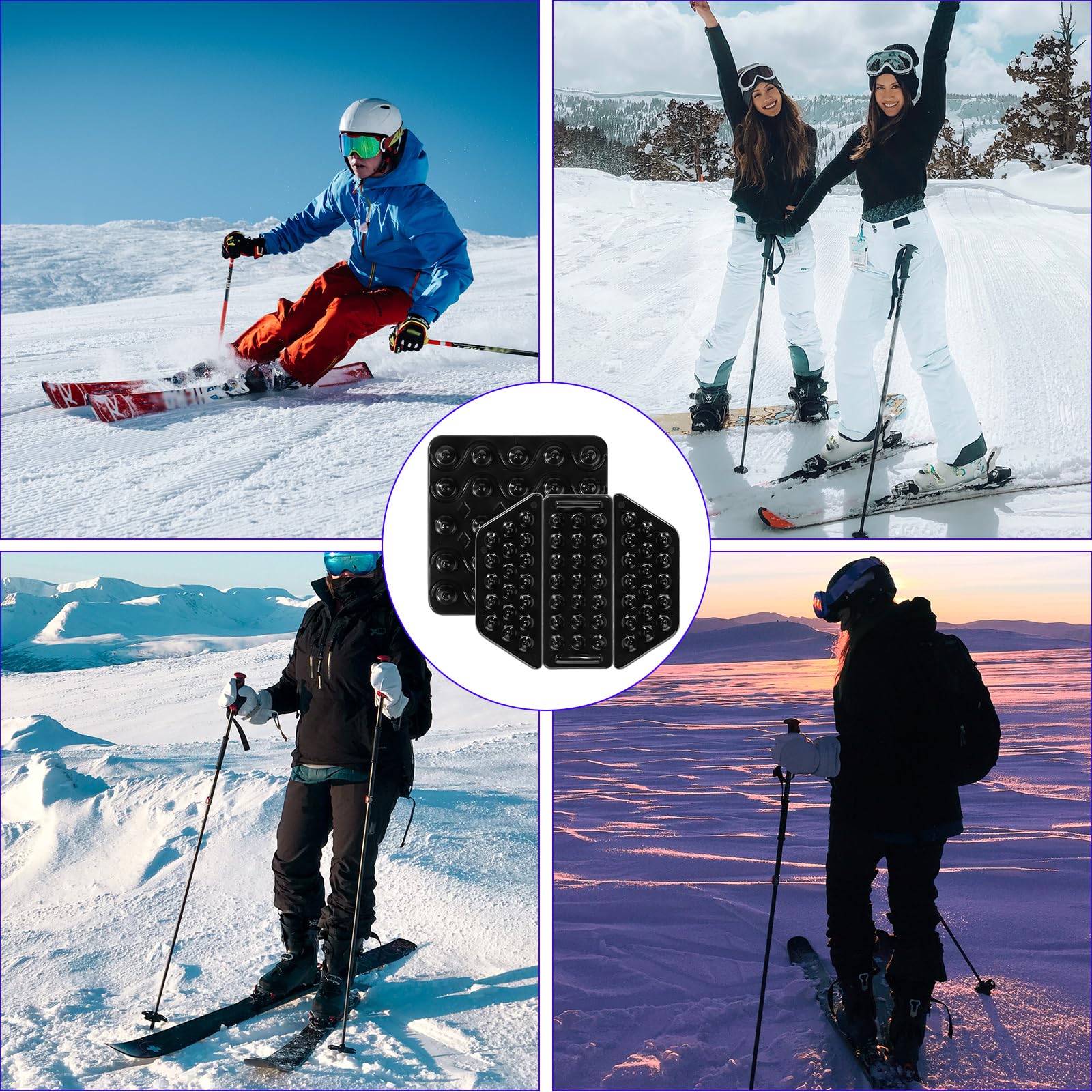 4szt Snowboard Pads, Samoprzylepna Snowboard Pad Antyposlizgowa Snowboard Pad Zapewniajaca Dodatkowa Przyczepnosc (Czarny)