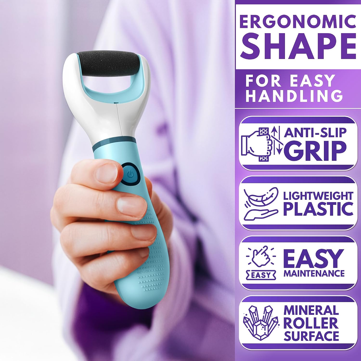 Electric Foot Callus Remover – Electric Foot Grinder with 2800 RPM Motor & 360° Rotating Replaceable Roller, Ergonomic Grip for Wet & Dry Skin – Pedicure Tools for Feet for Smooth Heels & Skin Care