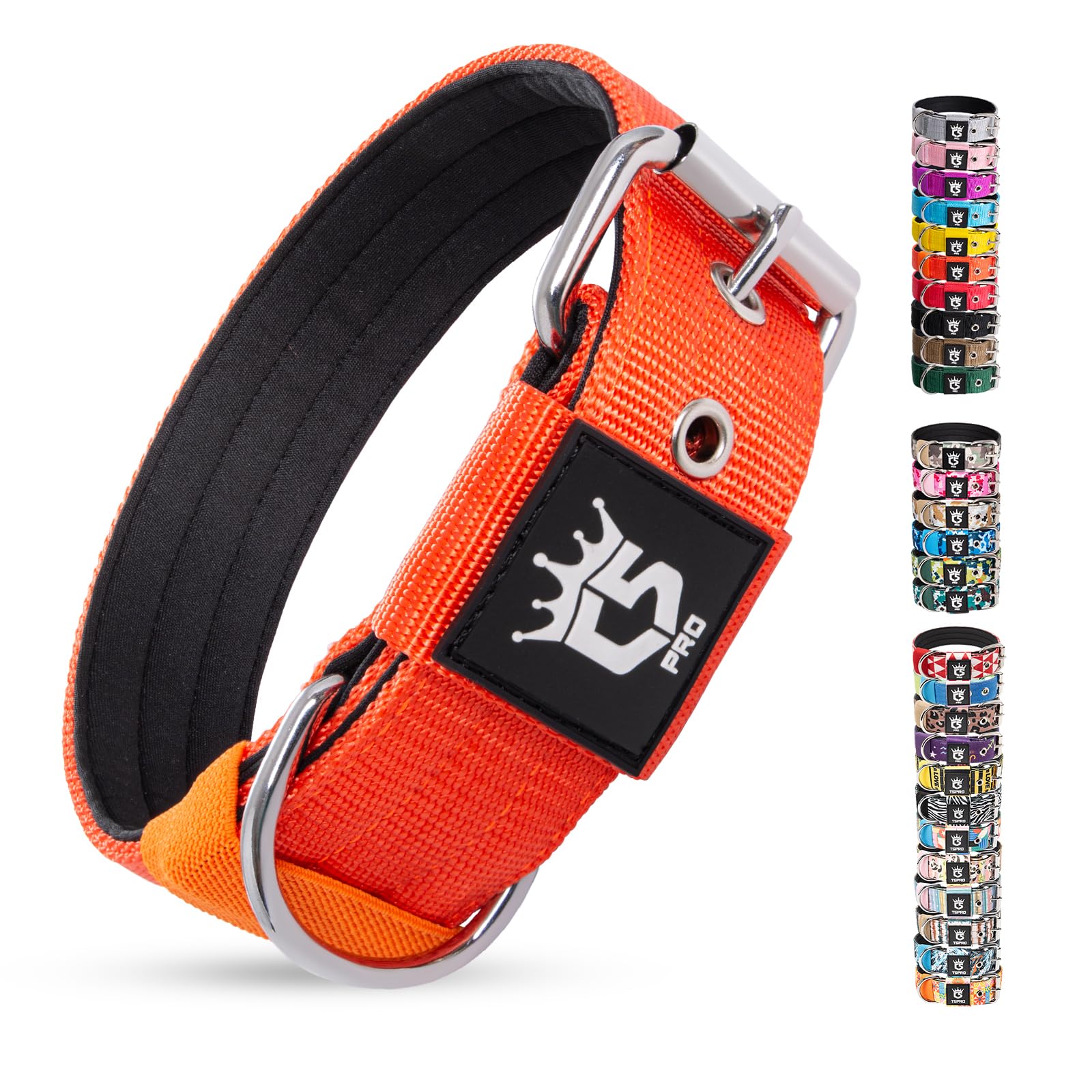 TSPRO Collar Táctico para Perros, Acolchado, Ancho 3,8 cm, Ajustable