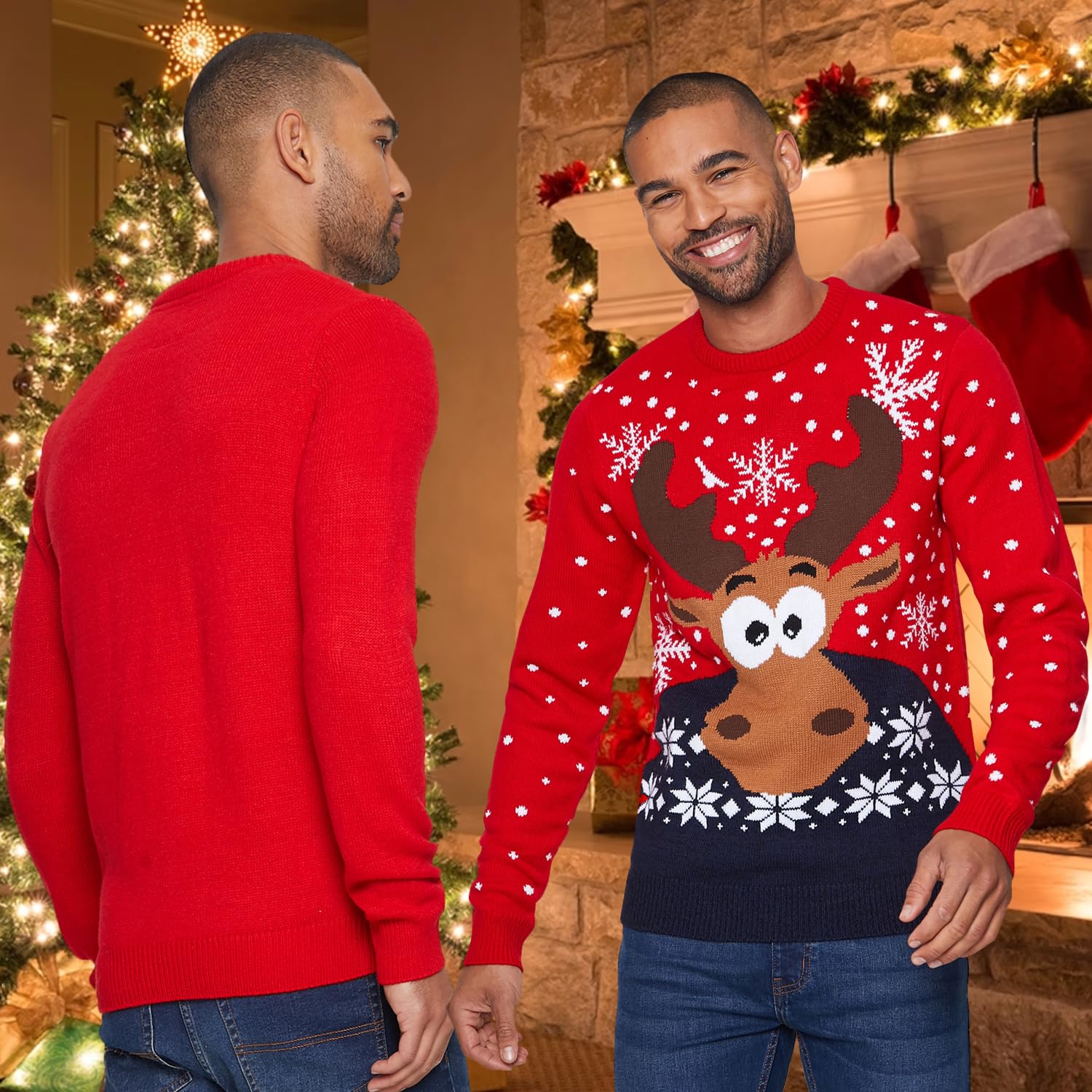 NOROZE Hombre Jersey Alce Feliz Navidad para de Navidad Reno Elfo Fútbol FC Novedad Jersey