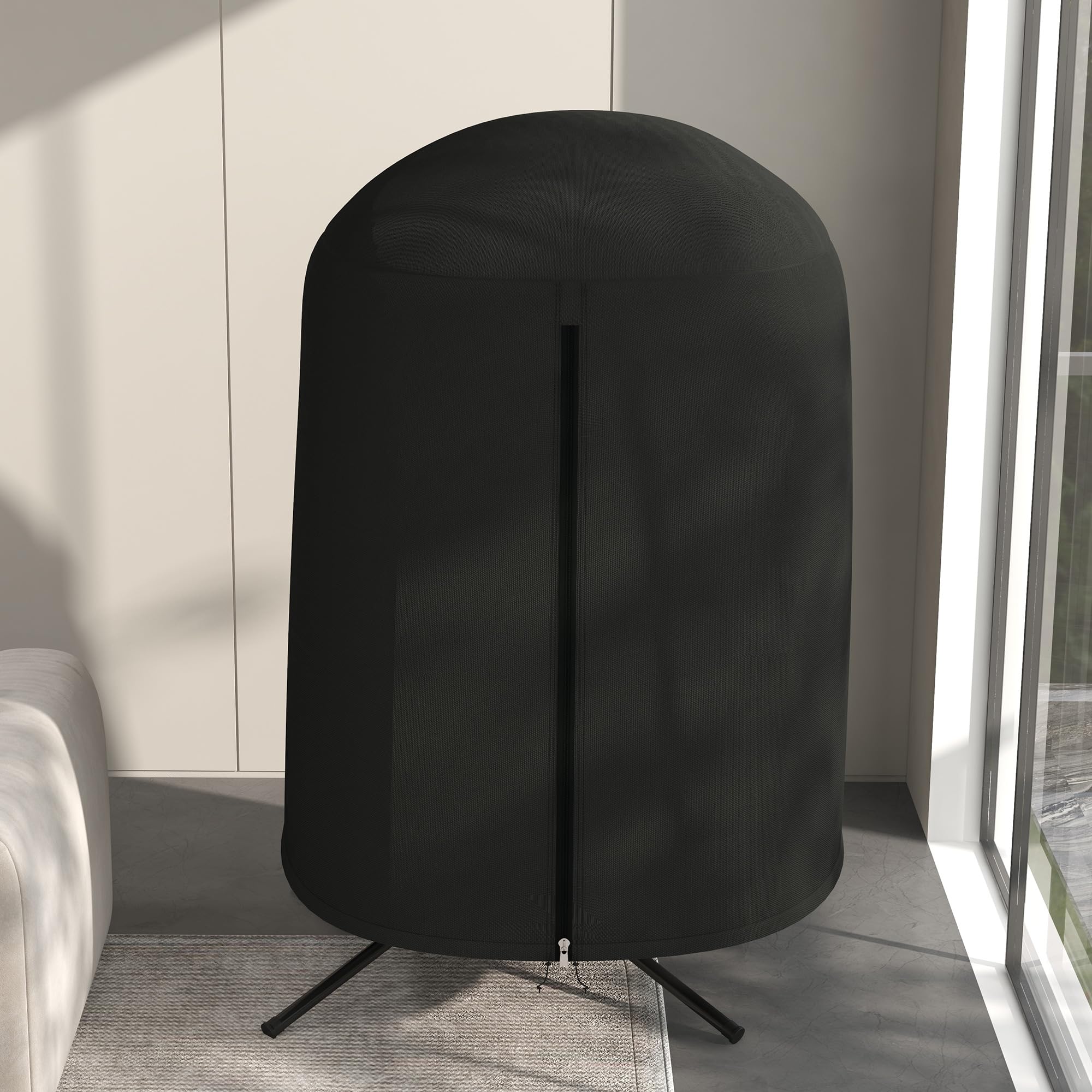 Outsunny Hängesessel Abdeckung Wasserdicht Winddicht Schutzhülle mit Reißverschluss 420D Oxford Outdoor Gewebe für Hängekorb Schwingsessel Ø128 x 190 cm Schwarz