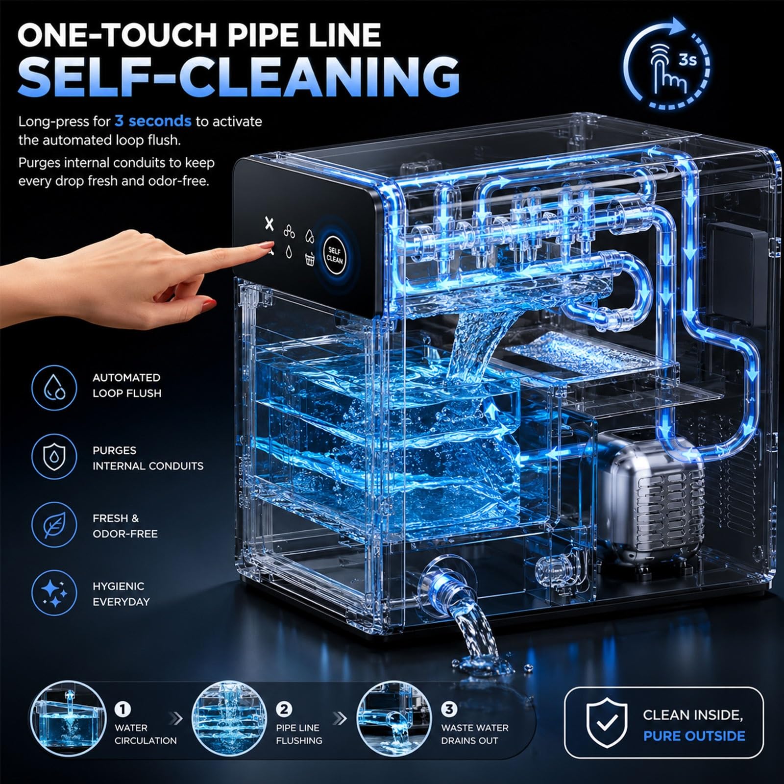 Genérico Máquina para Hacer Hielo con depósito de Agua de 1,7 L, Produce Bolas de Hielo Transparentes de 5 cm en 40 Minutos, Incluye 40 recipientes de Almacenamiento para Fiestas y cócteles.