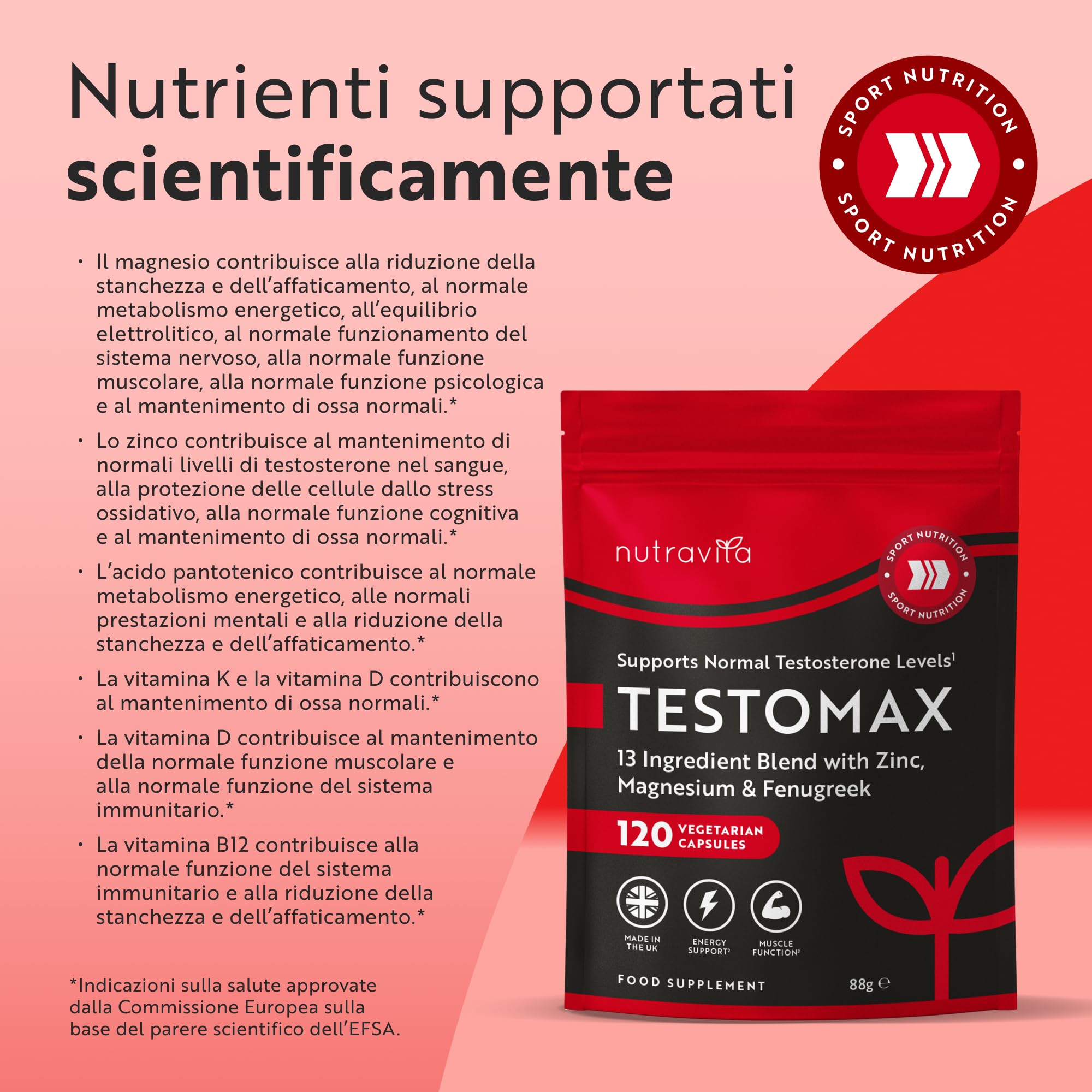 Nutravita Integratore Multinutriente con Ginseng, Maca, Fieno Greco, Zinco e Magnesio – 13 Ingredienti Attivi con Vitamine A, B12, D3 e K2 – 120 Capsule