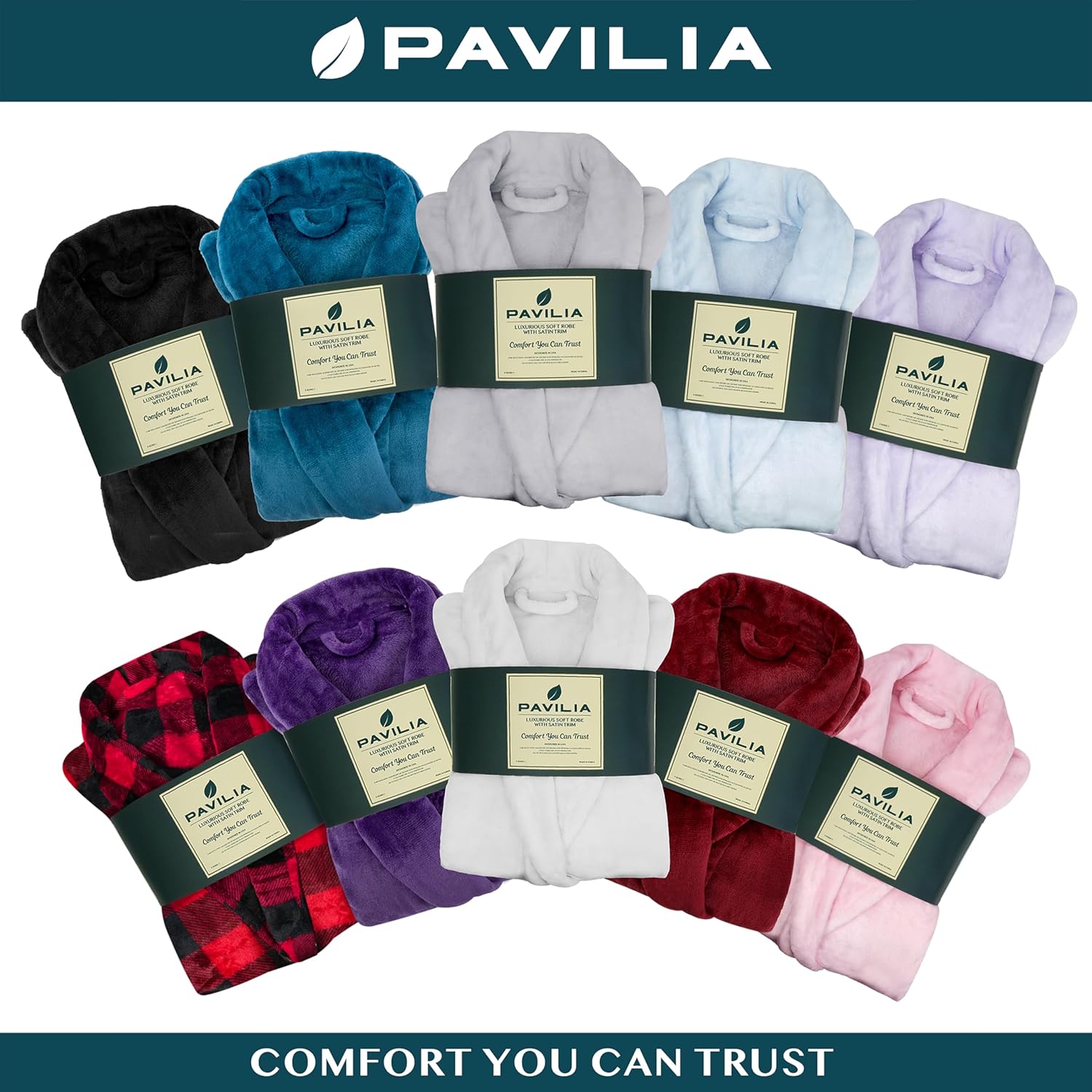 PAVILIA Womens Robe Fleece Plush Soft, Fluffy Fuzzy Cozy Warm Bathrobe, Shower Spa House Long Robe for Women - Image 6