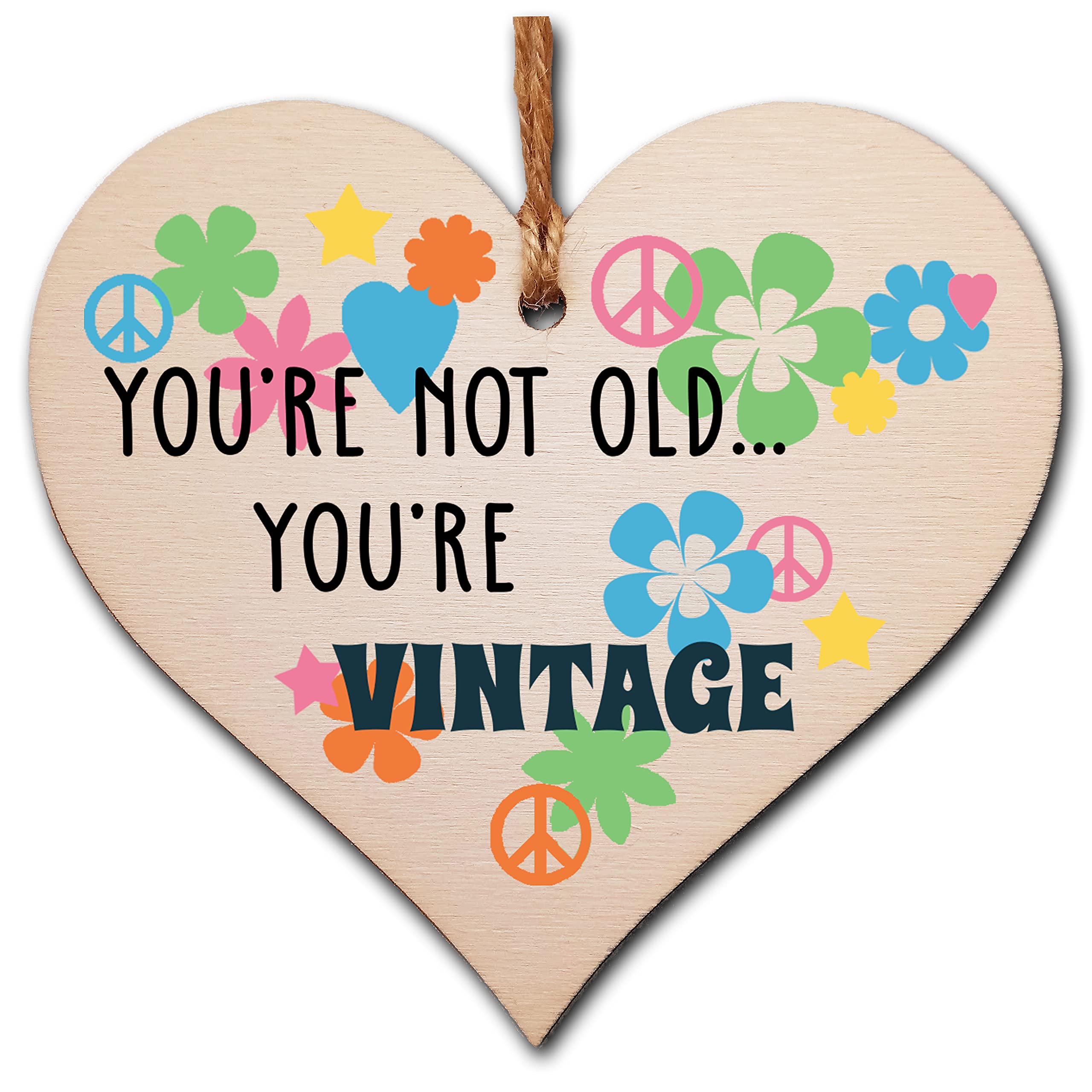 The Plum Penguin Single Heart Wooden Birthday Heart Plaque – Sentimental & Funny Hanging Gift – Rustic Greetings Card Alternative With Twine