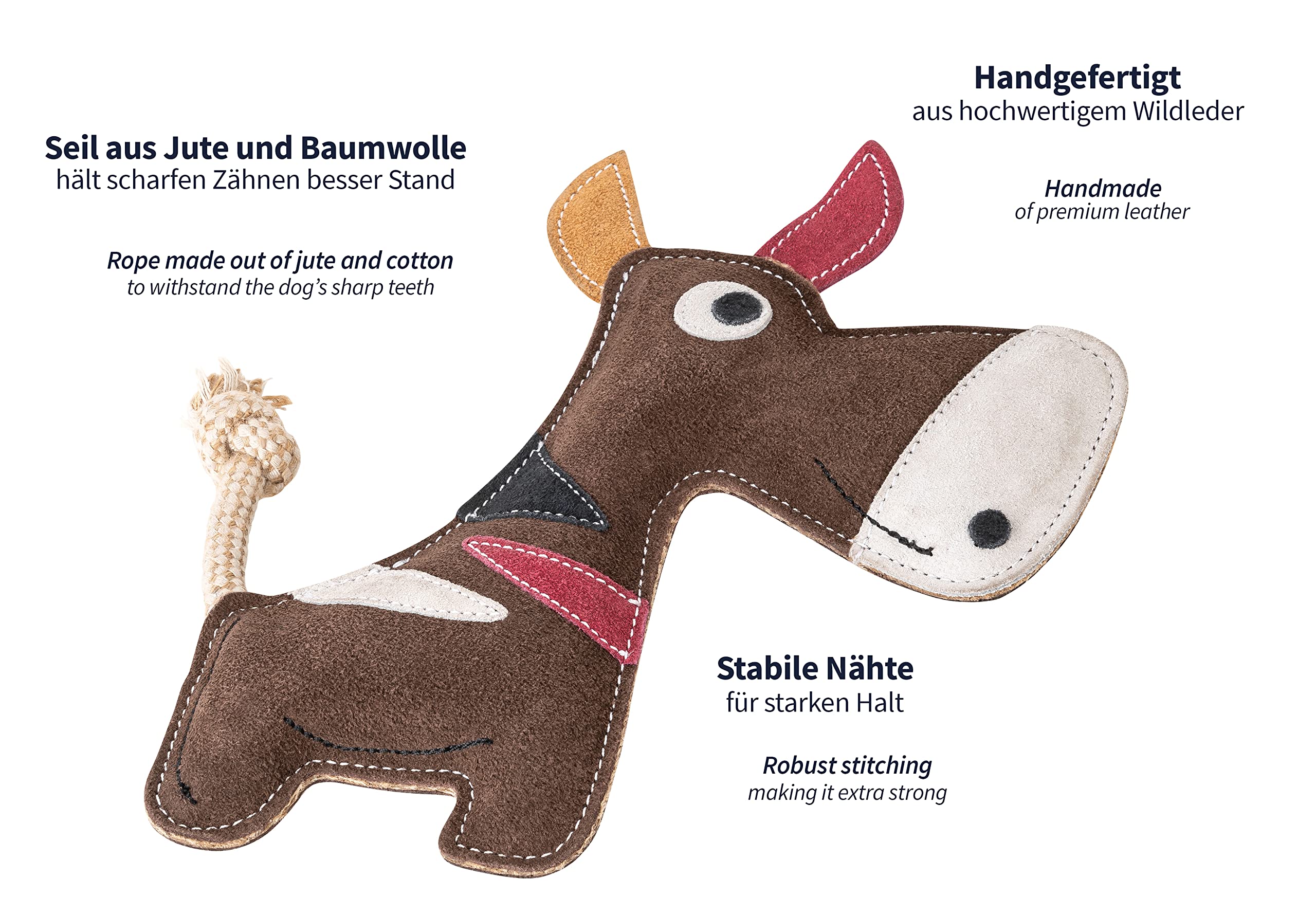 Schnüffelfreunde Dog Toy - Tug Toy Karl - Bull with Tug Rope - Toy for Dogs Made of Leather, brown - Image 2