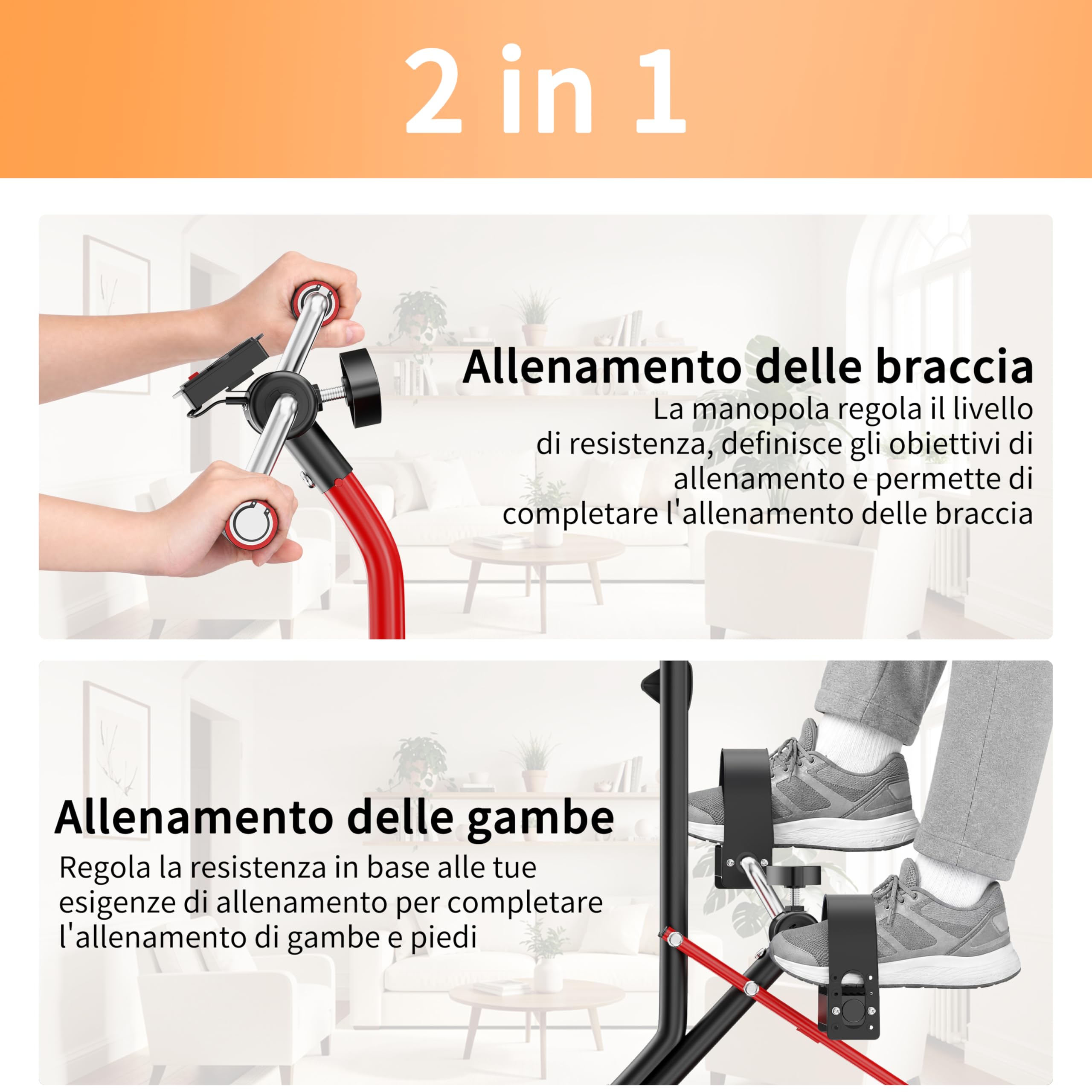 Pedaliera per Braccia e Gambe da Divano e Poltrona con Schermo LCD, Mini Bike Ginnastica Passiva Cyclette Manubrio Display Bici da Camera Casa Home Gym