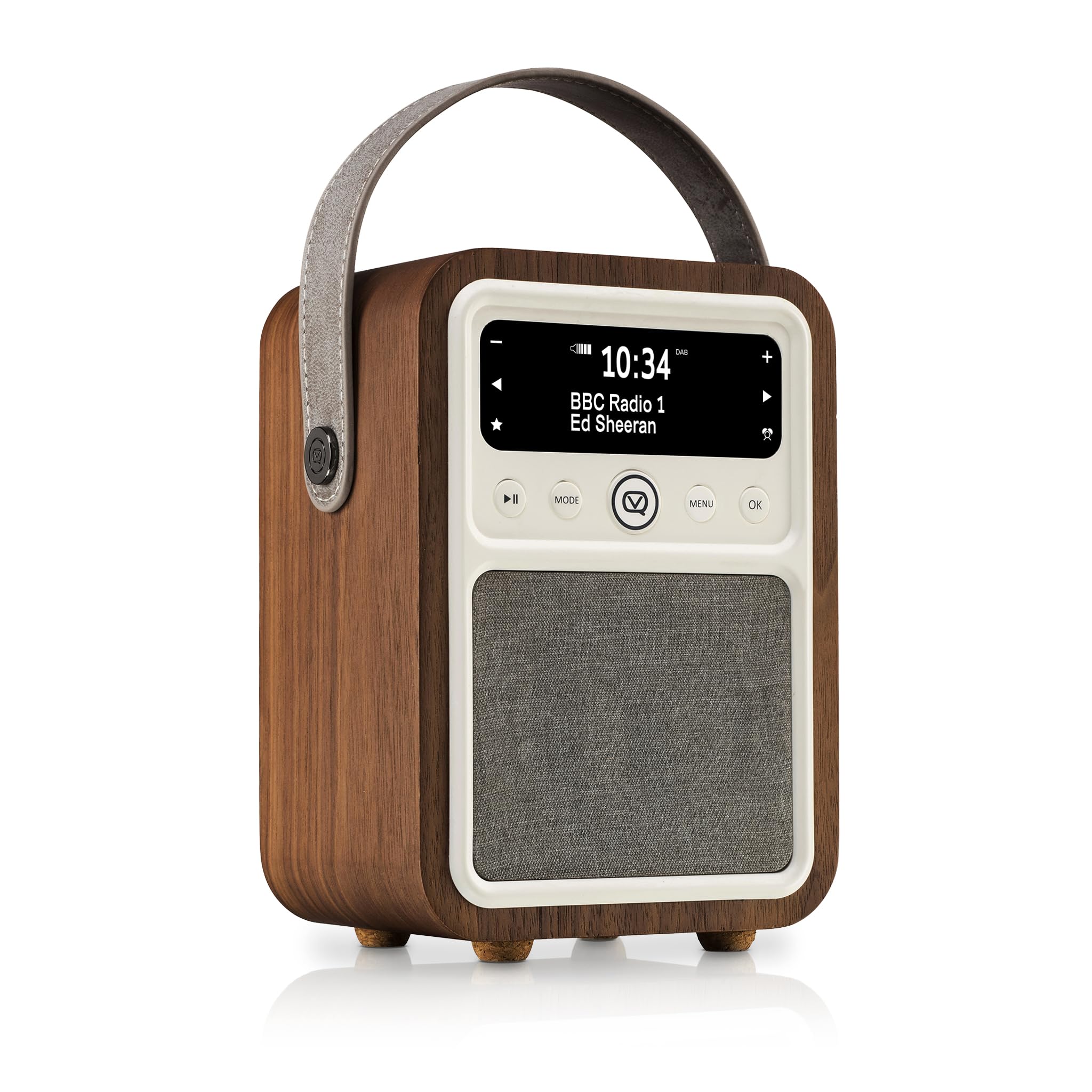 VQ Monty Radio DAB Plus/DAB con Cassa Bluetooth, FM e Radio Sveglia Funzione - Alimentata da Rete e Batteria Radio Portatile Vintage con Antenna, Presa Cuffie e Porta USB - Noce