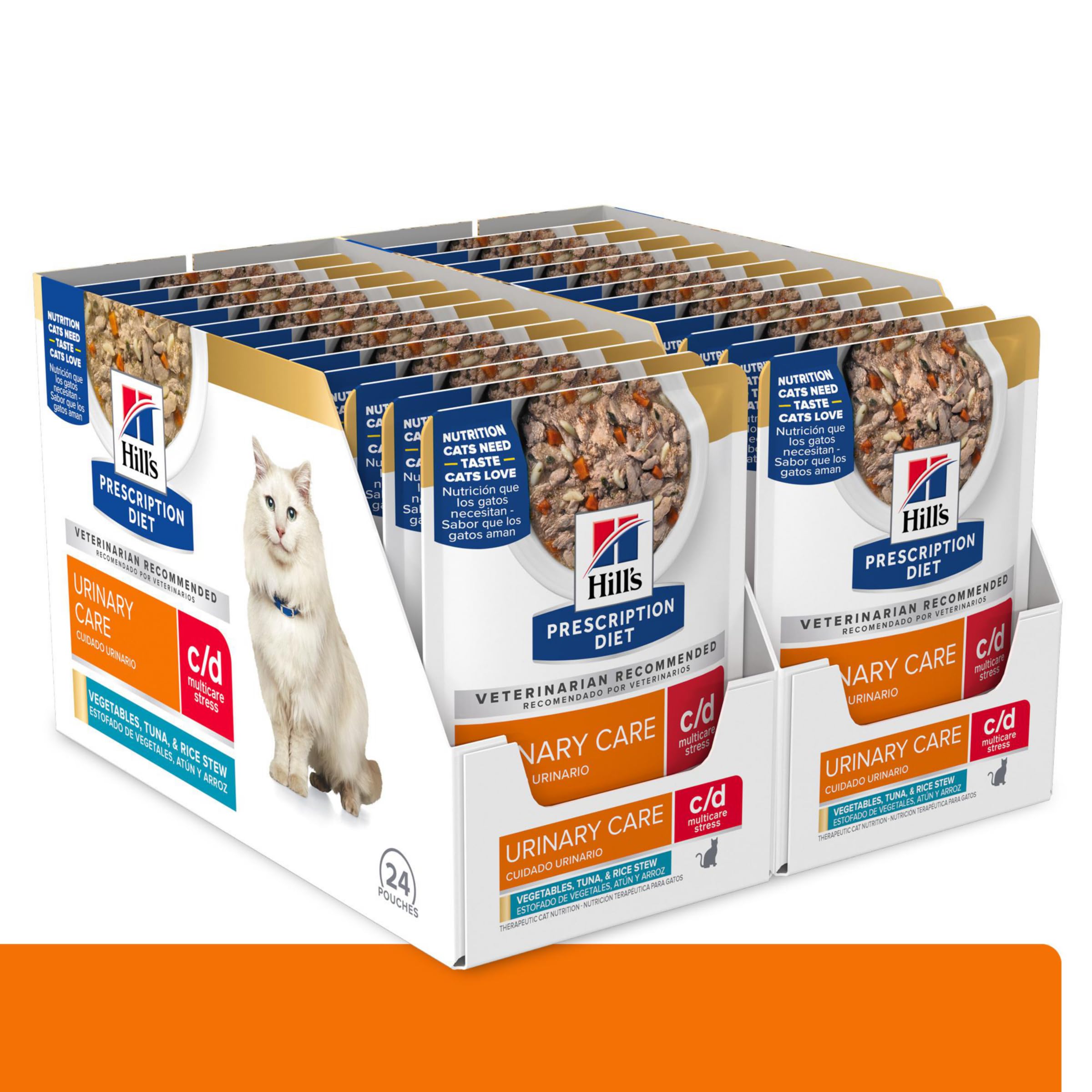 Hill's Prescription Diet c/d Multicare Stress Feline Vegetables, Tuna, & Rice Stew, 2.8oz, 24-Pack Wet Food