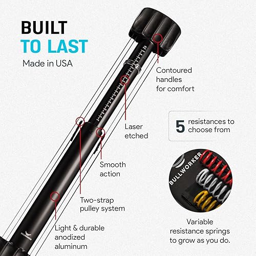 Miniatura 5 de Bullworker X5 Pro 28" - Equipo de ejercicio isométrico, entrenamiento de fuerza portátil en casa, equipo de gimnasio para espalda, hombros, bíceps,