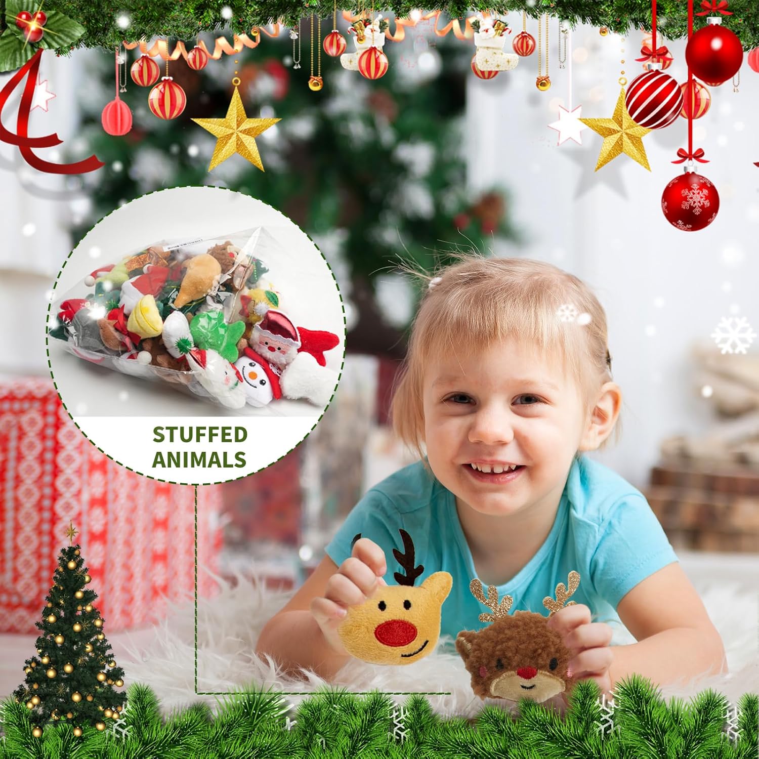 60 Pack Christmas mini Plush Toy，Mini Set Plush Christmas Ornaments， Angel Santa Claus Snowman Reindeer Mini Christmas Tree Ornaments，Gifts for Children