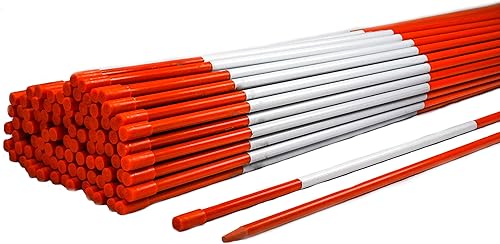 Miniatura 1 de Estacas de nieve naranja Pro de 5 pies, marcadores de entrada de 60 x 516 pulgadas, punta puntiaguda, cinta reflectante Hy Viz, tapa de armadura