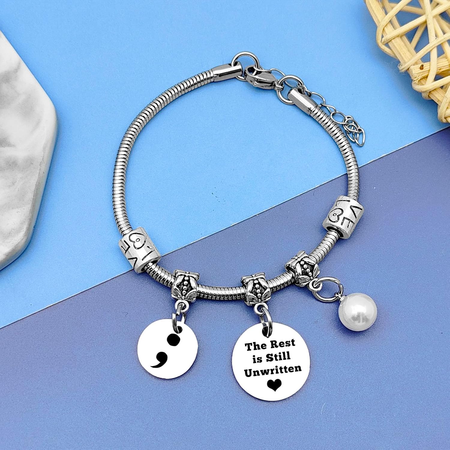 Mental Health Gifts Mental Health Awareness Bracelets for Women Friends Suicide Prevention Awareness Gift Bracelets Jewelry Semicolon Gift for Women Inspirational Motivational Gifts Positivity Present for Friends - Image 5