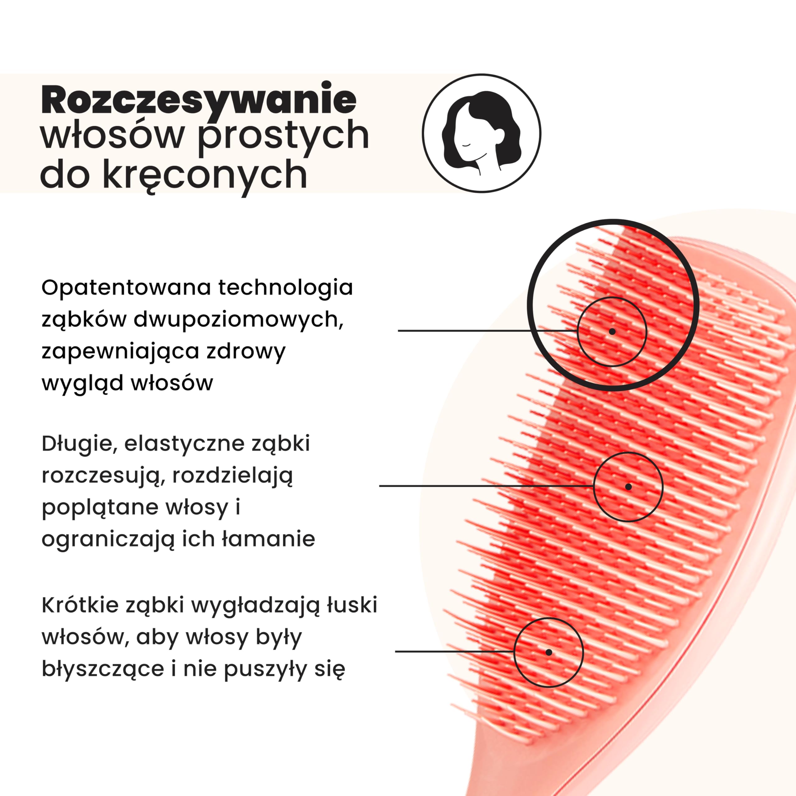 Tangle Teezer Ultimate Detangler - Szczotka do rozczesywania do gęstych, lokowanych i długich włosów - Dwupoziomowe ząbki zmniejszają łamliwość i eliminują splątania - Brzoskwiniowa poświata