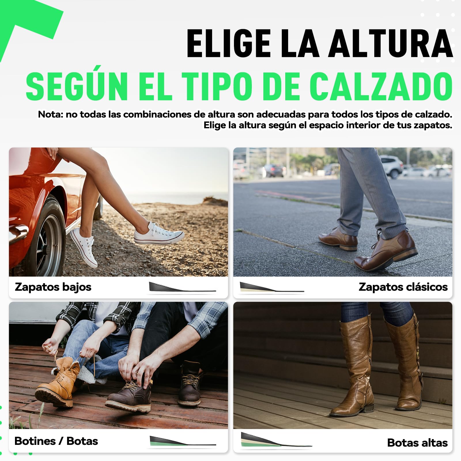 DynWalker Plantillas Elevadoras 3 Capas 3-7,5 cm Amortiguadoras Transpirables Tamaño Ajustable Multicolor
