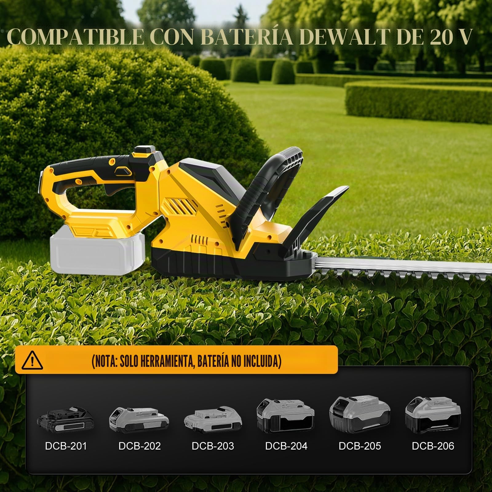 Cortasetos Compatible con Dewalt 20V Batería (sin Batería), Tijeras Eléctricas sin Escobillas de 3000RPM con Cuchilla de 52cm y Cabezal Giratorio de 180º