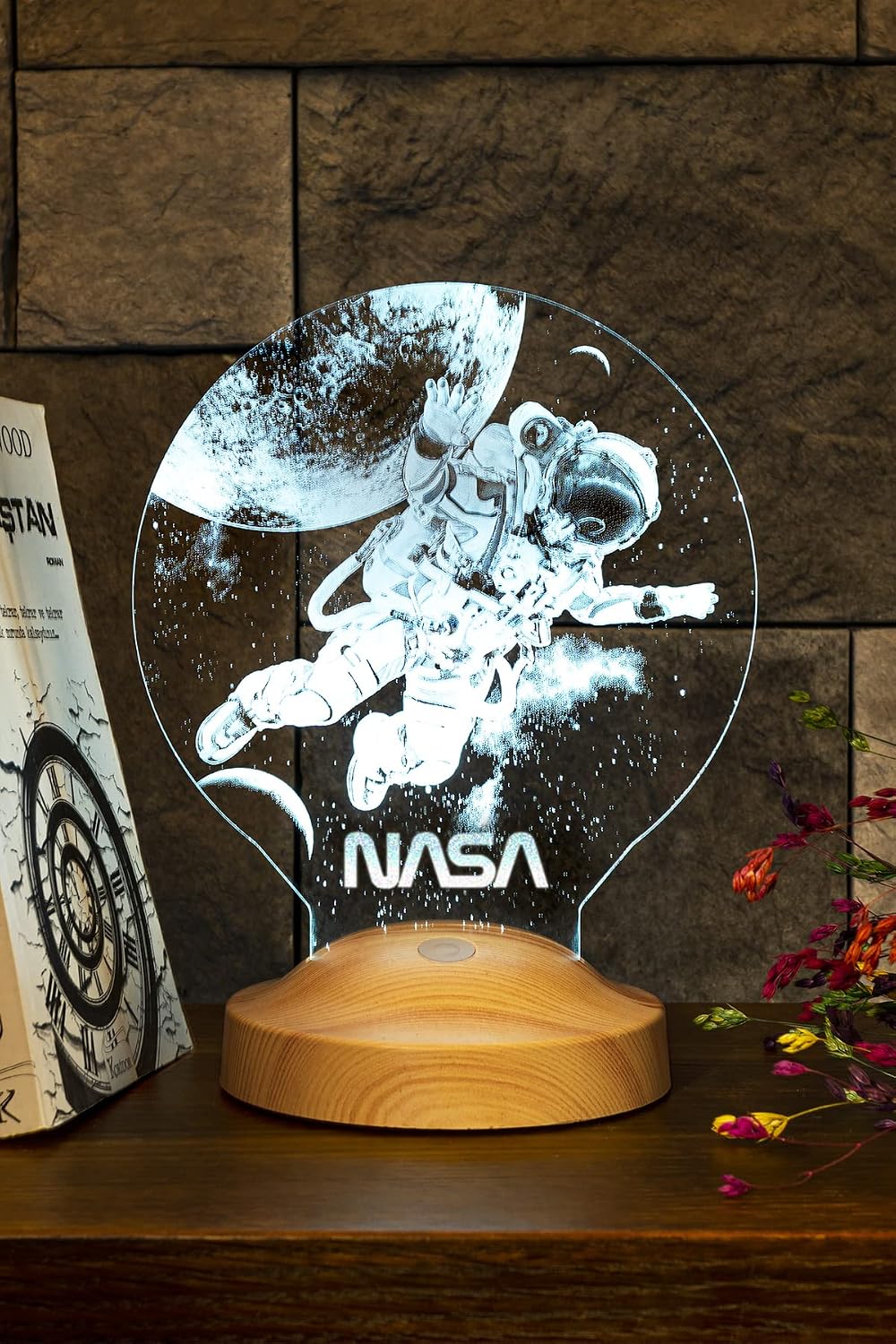 Nasa Logolu Astronot Led Lamba, Kozmonot, Uzay Hediyesi Led Gece Lambası
