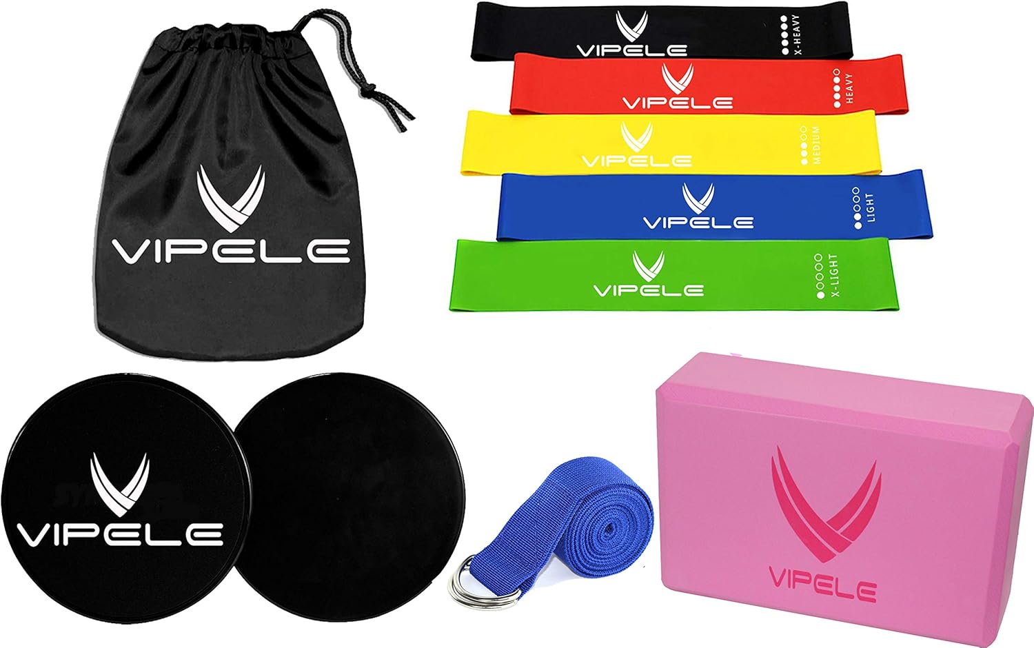 Resistance Bands Exercise Loops - Set of 5, 12”X2” Workout Flex Bands for Home Fitness, Stretching, Physical Therapy and More - Includes Carrying Bag (4)