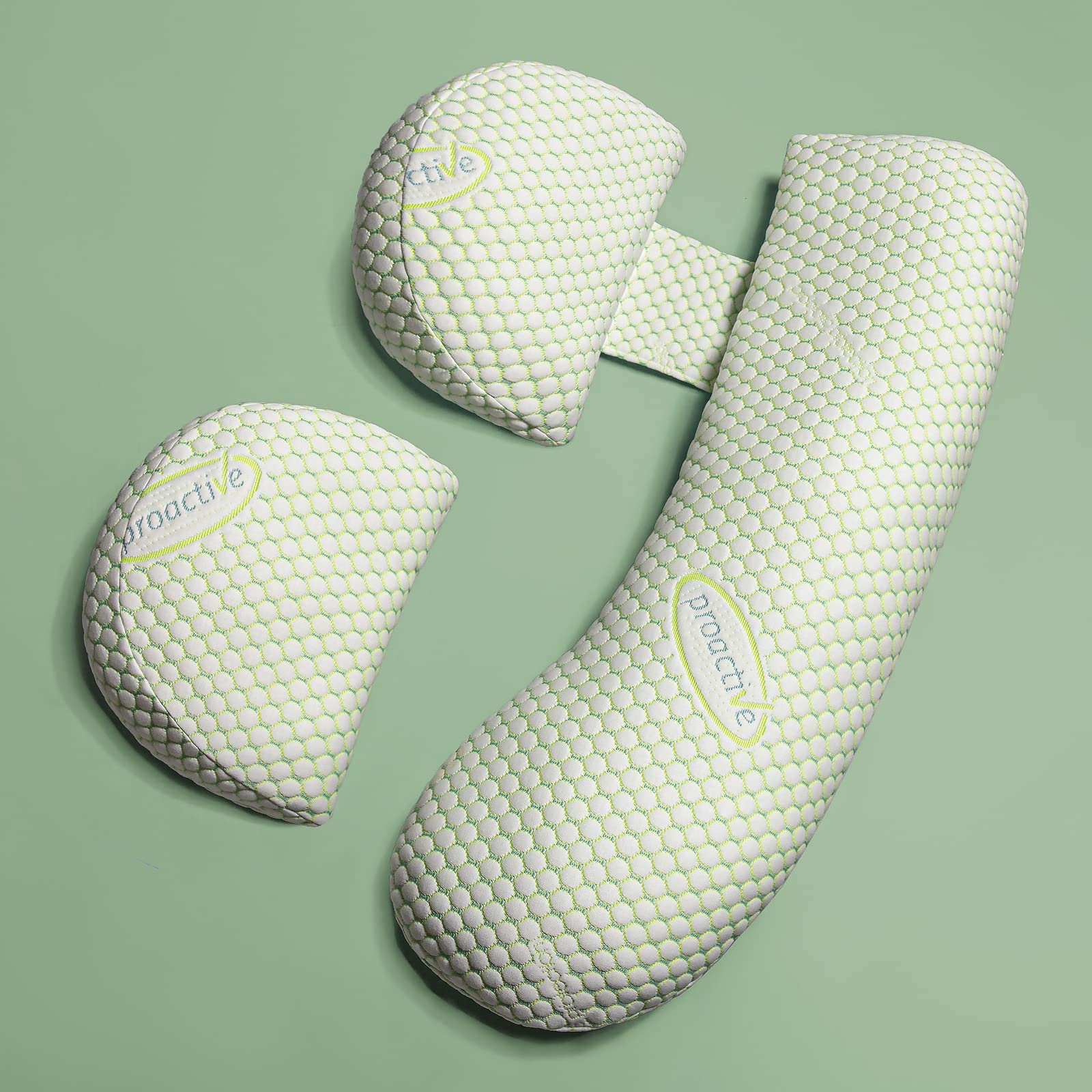 ShowyLive - Cojín de embarazo en forma de U para dormir, cojín de lactancia, cojín de maternidad, almohada de embarazo con funda reemplazable y lavable (Verde)
