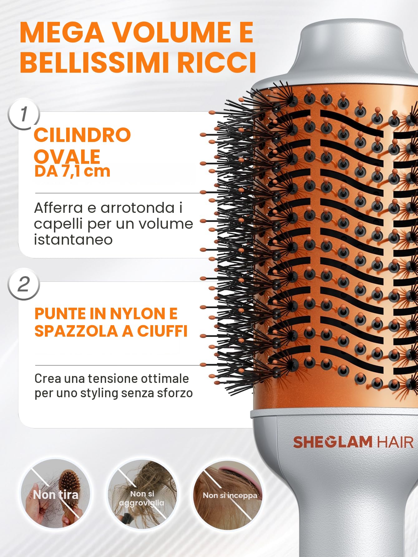 SHEGLAM Blowout Bliss Spazzola ad aria calda 4 in 1 – Asciugatura, Levigatura, Loop e Volume con cura lucida, spazzola termica, asciugatrice e Styler
